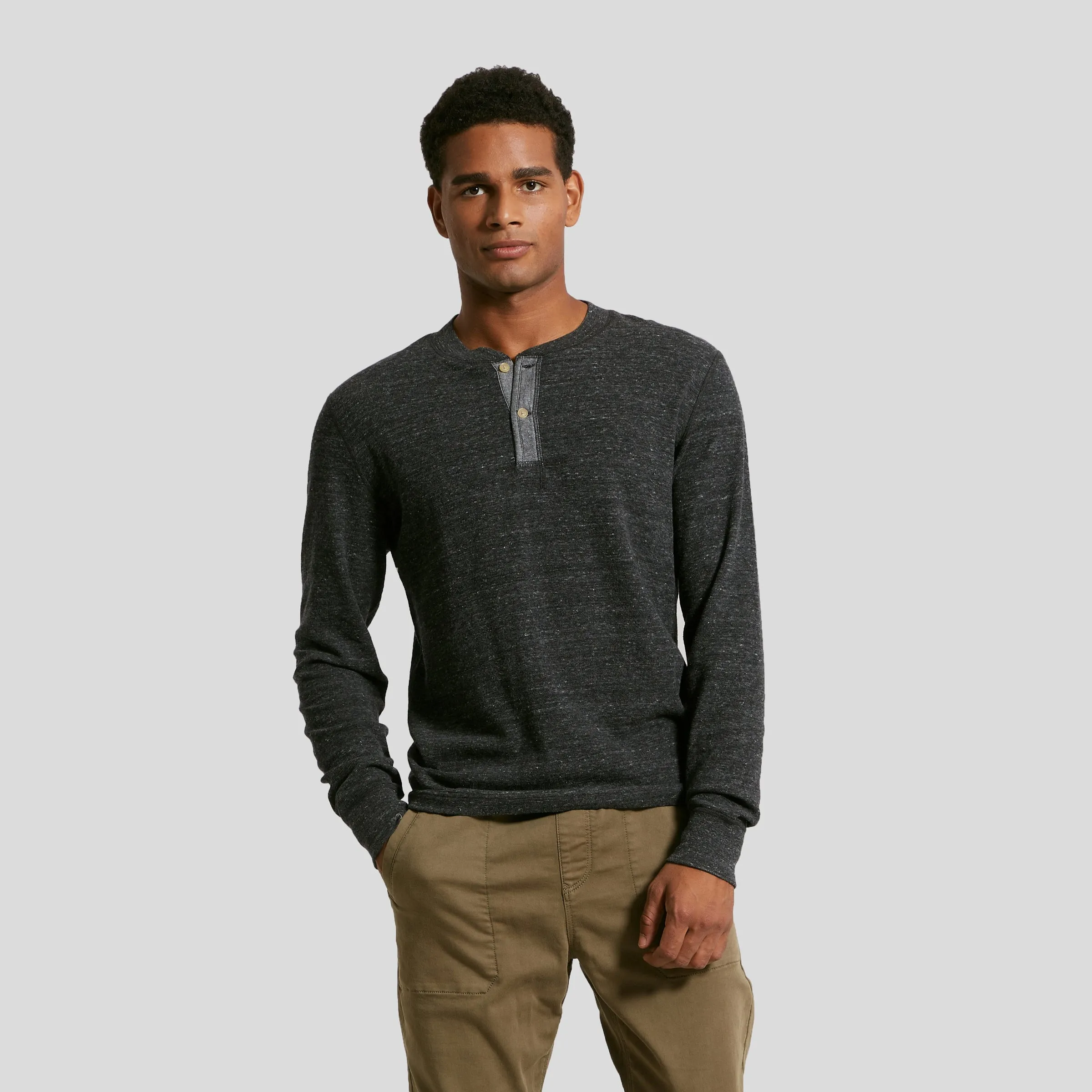 New Windsor Double Cloth Henley - Charcoal Heather