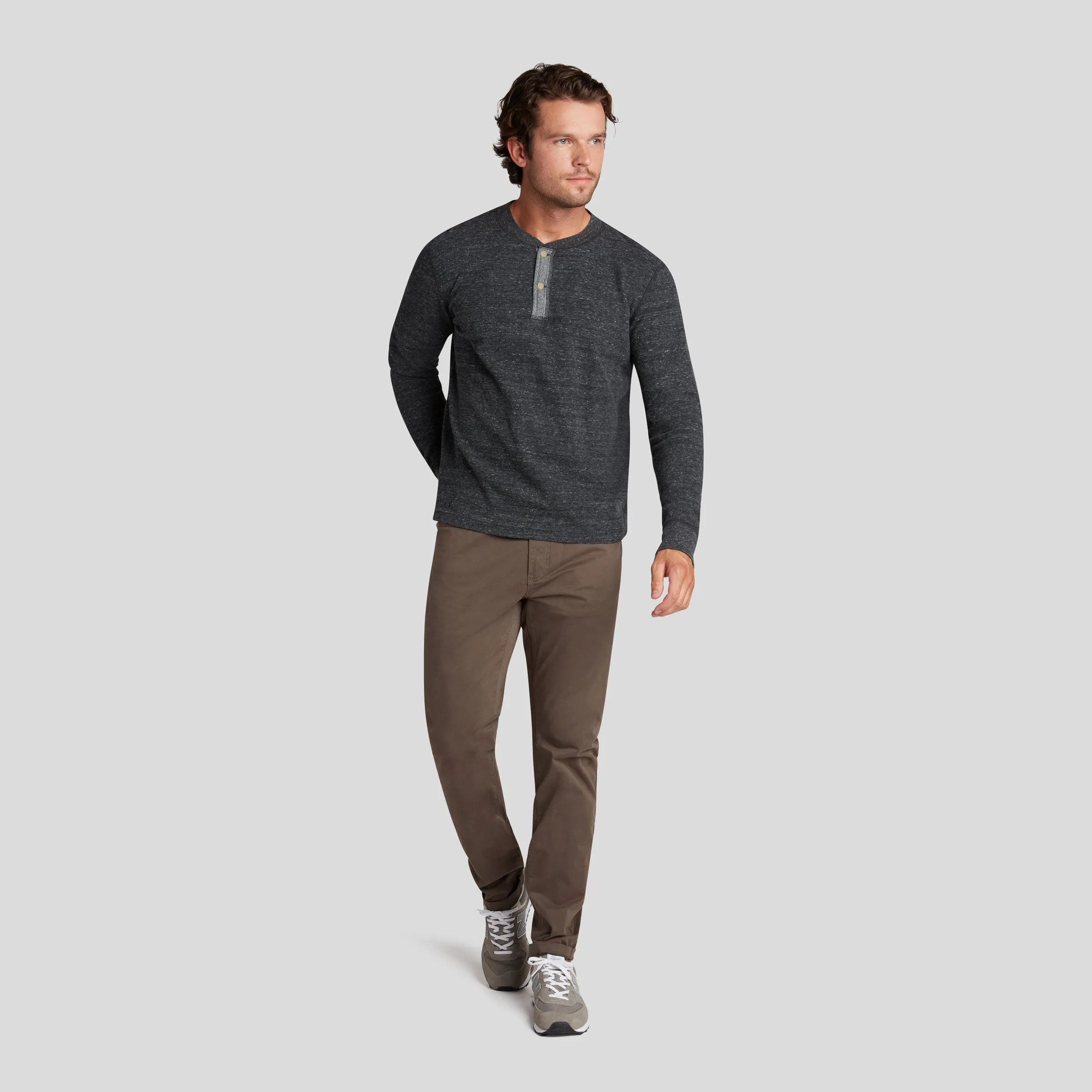 New Windsor Double Cloth Henley - Charcoal Heather