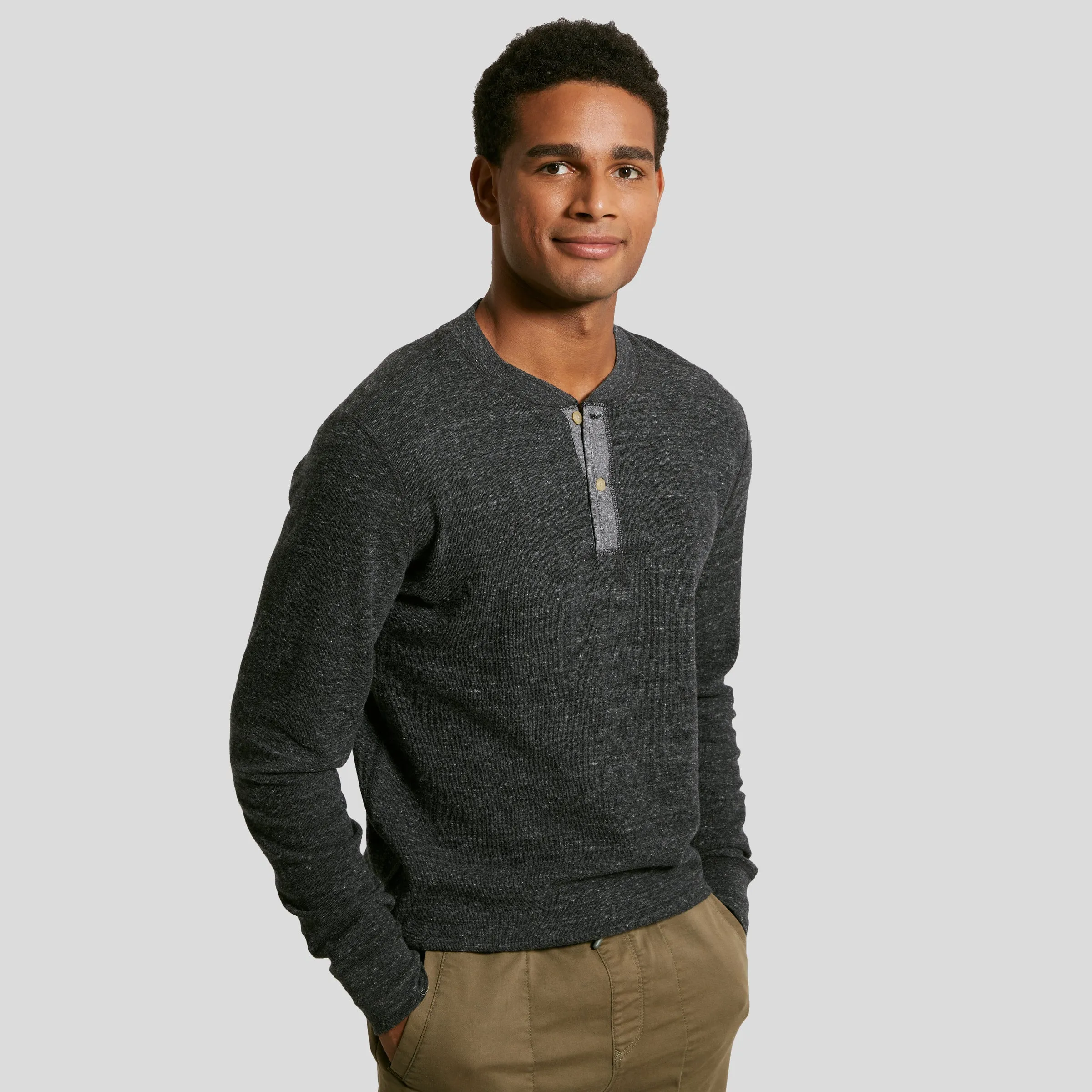 New Windsor Double Cloth Henley - Charcoal Heather