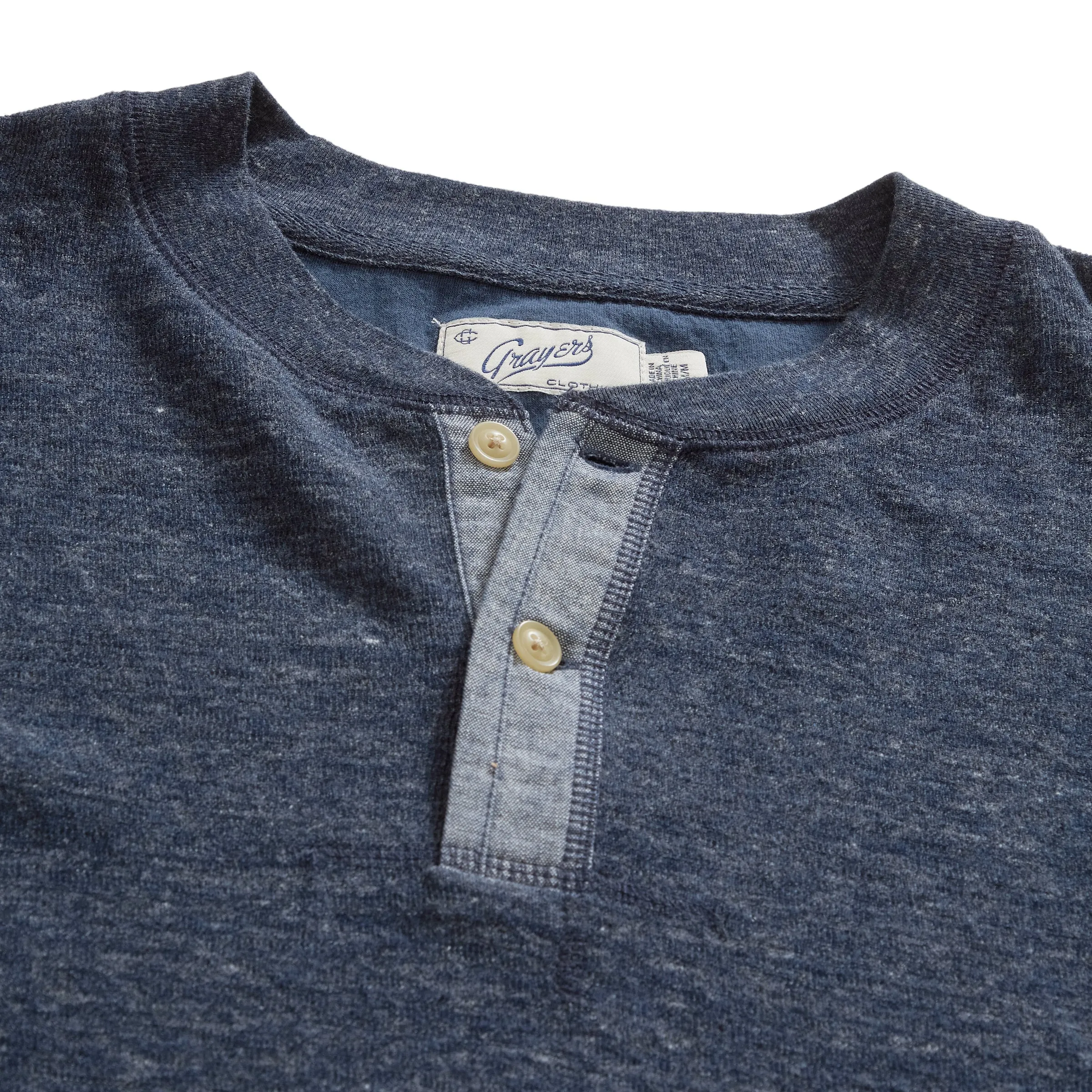 New Windsor Double Cloth Henley - Navy Heather