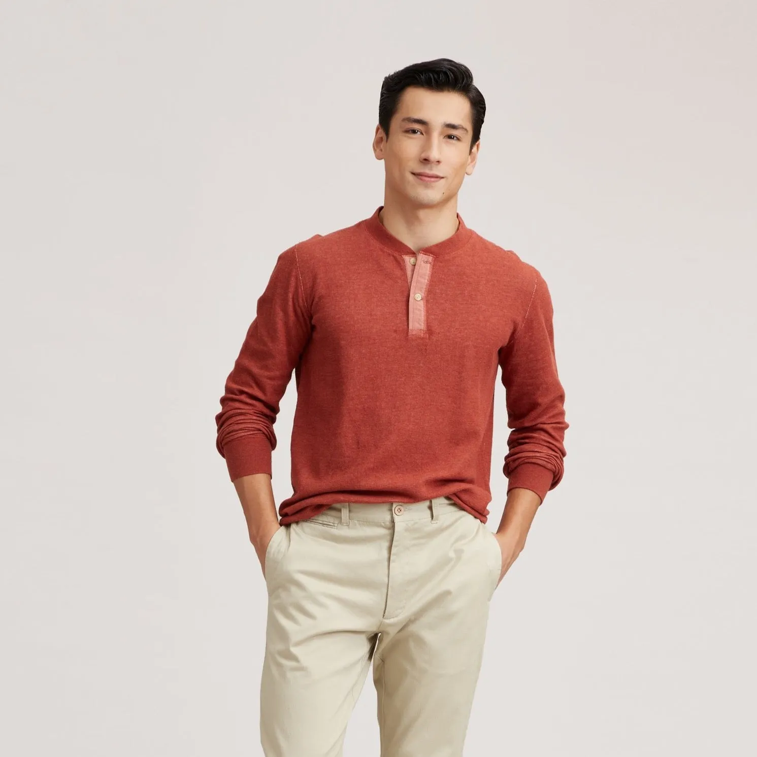 New Windsor Double Cloth Henley - Rust