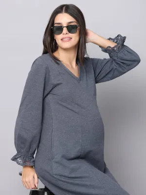 Night Shadow Maternity Sweater Dress With Nursing