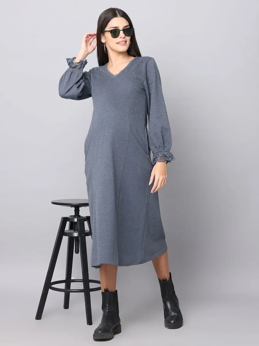 Night Shadow Maternity Sweater Dress With Nursing