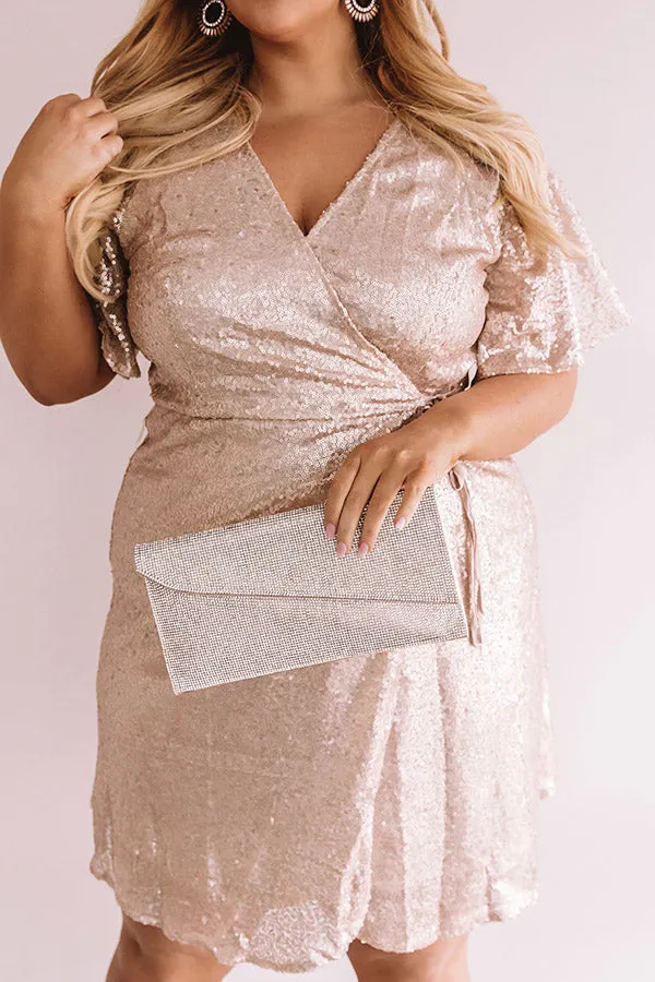 Nightlife Luxury Sequin Wrap Dress In Champagne  Curves