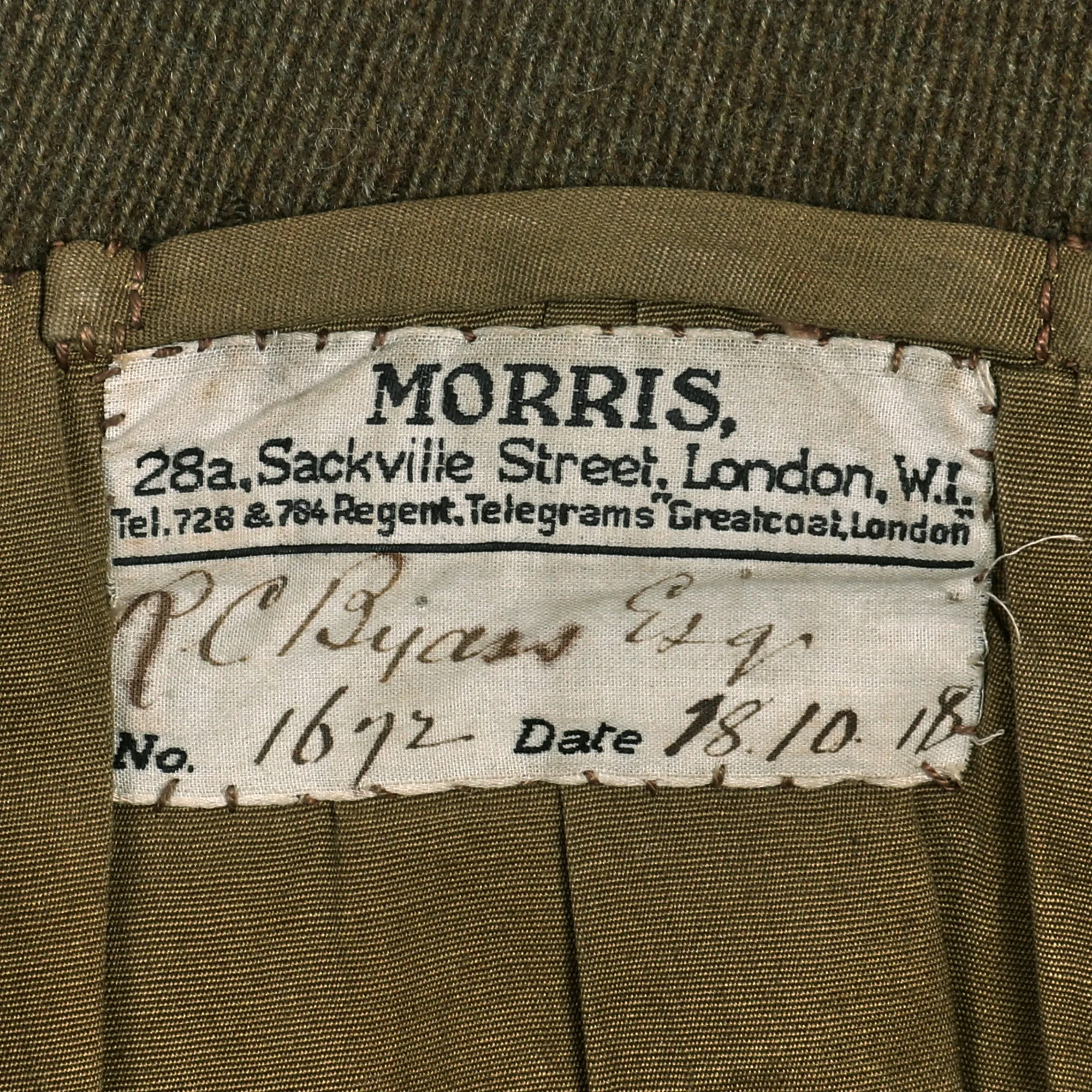 Original British WWI 1918 Royal Air Force Uniform Jacket For Lieutenant Reginald Cyril Byass With Peaked Visor