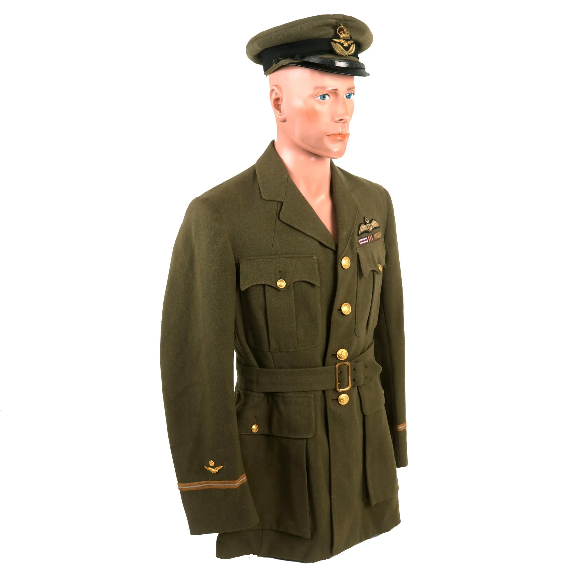 Original British WWI 1918 Royal Air Force Uniform Jacket For Lieutenant Reginald Cyril Byass With Peaked Visor