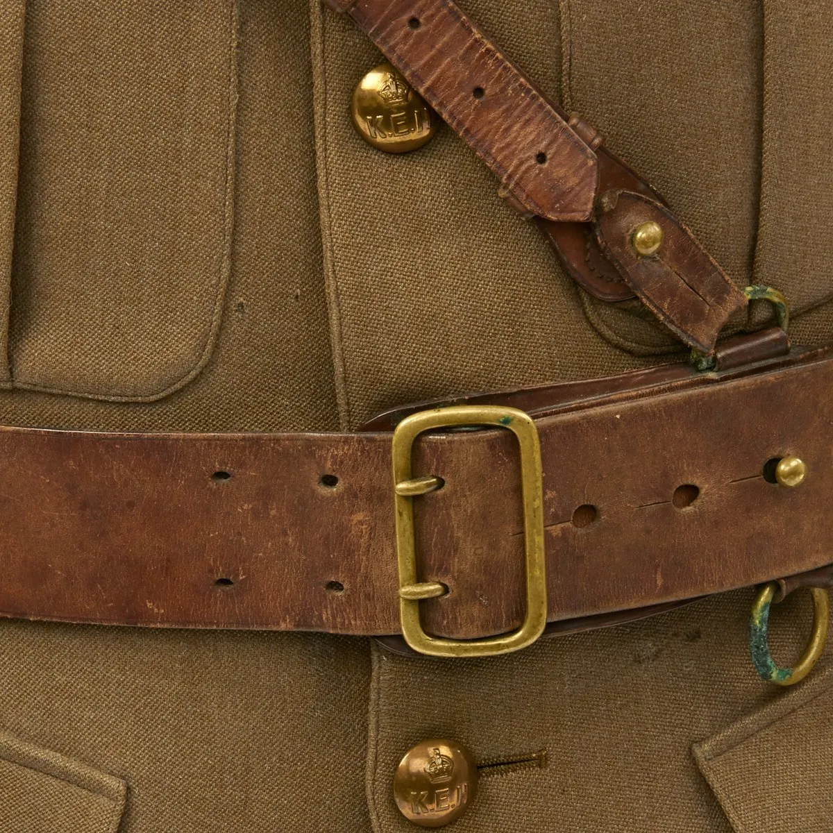 Original British WWI Major's Tunic and Sam Brown Belt Set from King Edward's Horse Regiment