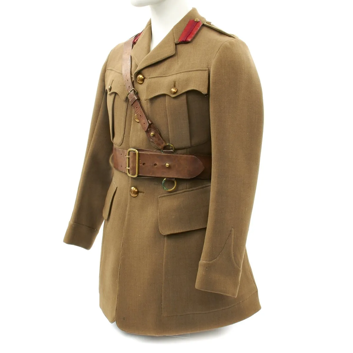 Original British WWI Major's Tunic and Sam Brown Belt Set from King Edward's Horse Regiment