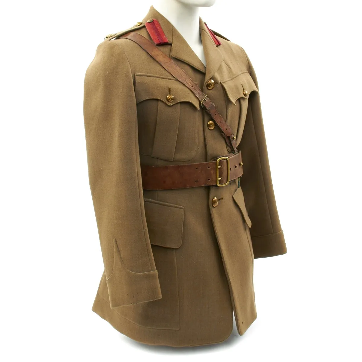 Original British WWI Major's Tunic and Sam Brown Belt Set from King Edward's Horse Regiment