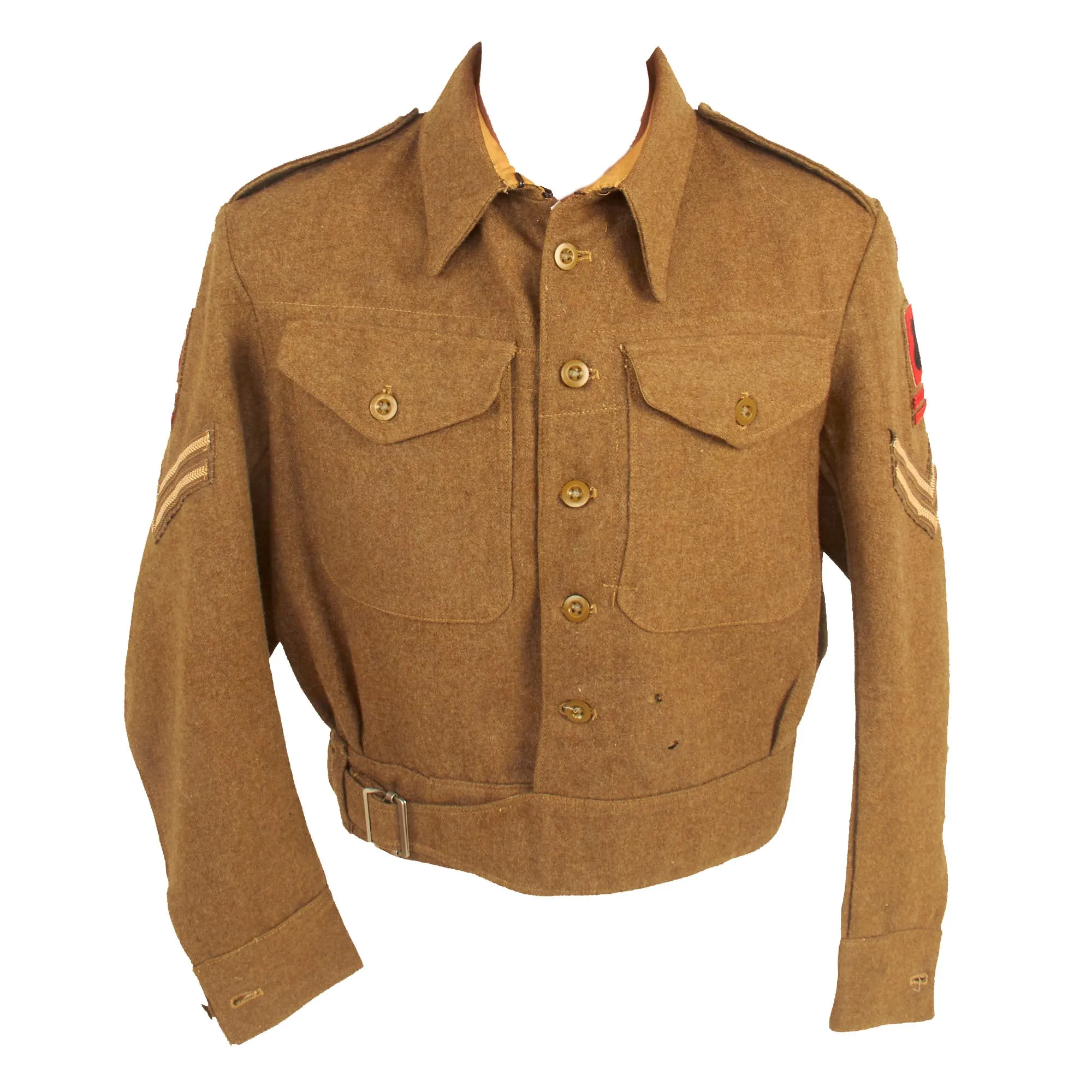 Original British WWII Era 56th London Infantry Division Battledress Uniform Tunic With Period Applied Insignia