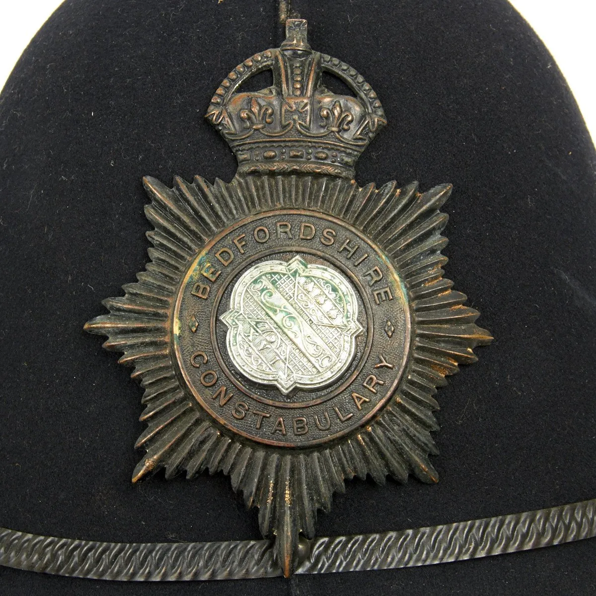 Original British WWII Police Bobby Black Blitz Named Helmet - Dated 1941