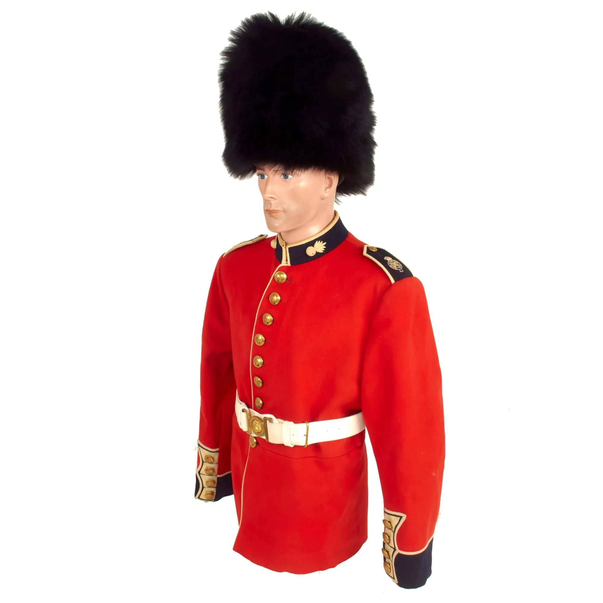 Original Canadian Late 20th Century Canadian Grenadier Guards Bearskin Helmet and Uniform Set With Boots