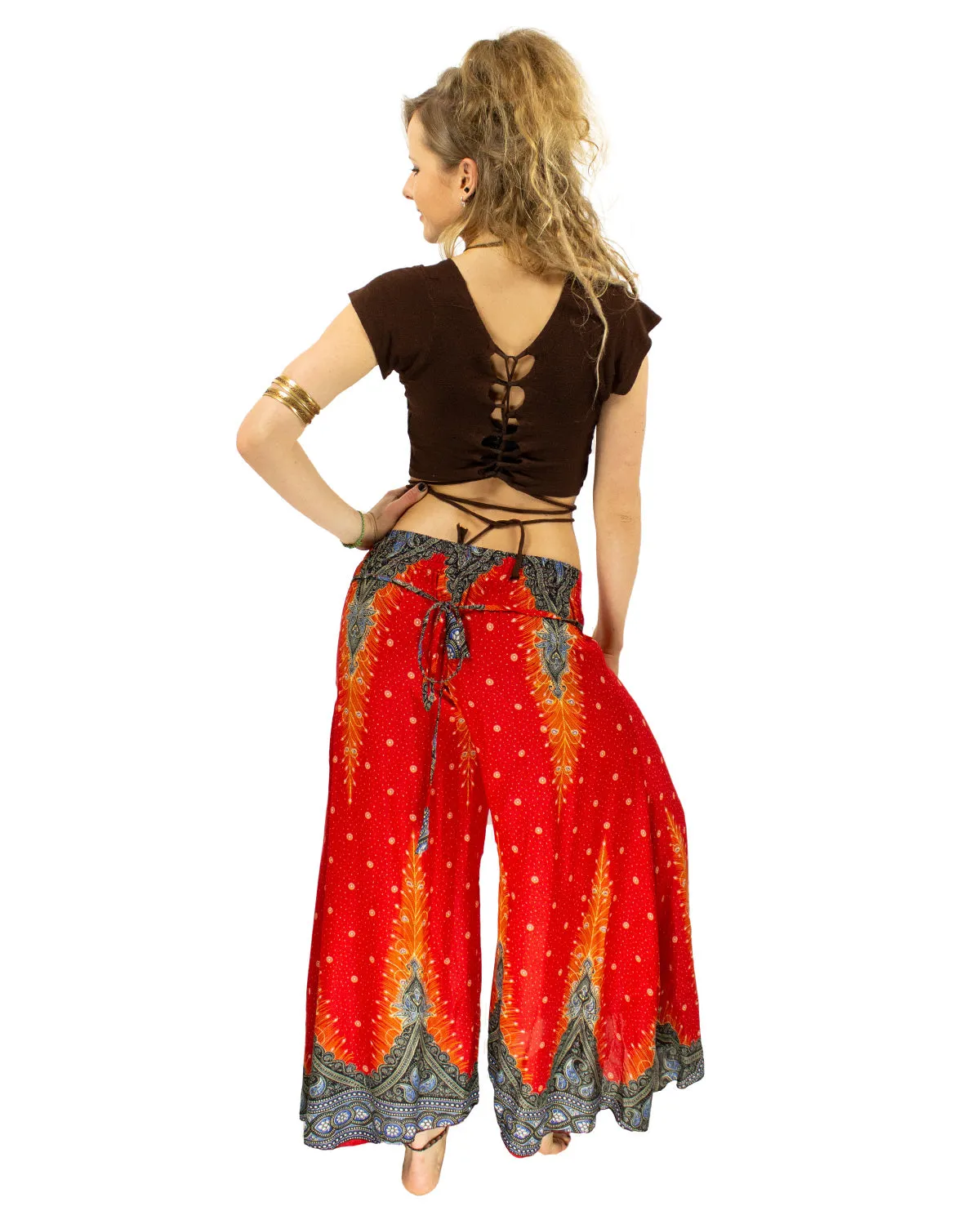 PALAZZO HAREM HIGH CROTCH PANTS RED