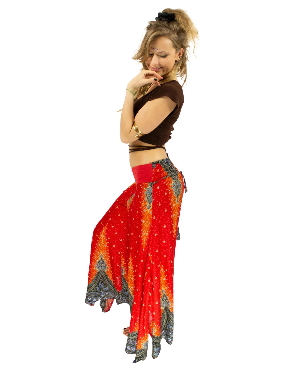 PALAZZO HAREM HIGH CROTCH PANTS RED