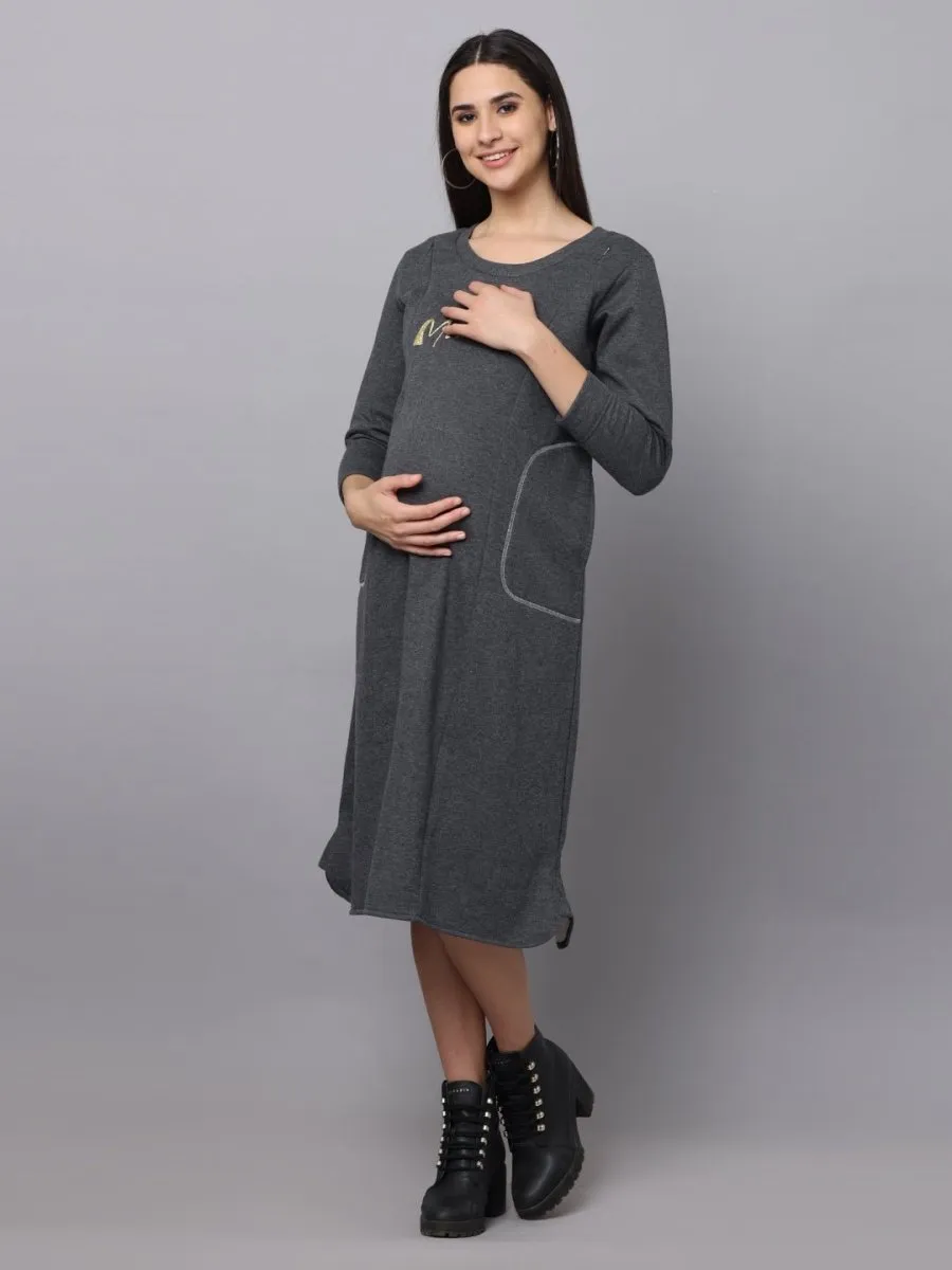 Paloma Grey Maternity Sweater Dress with Nursing