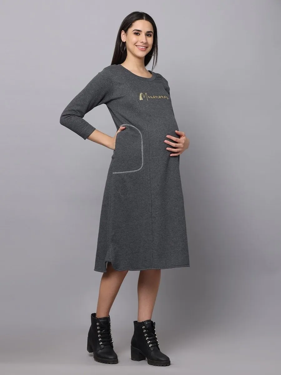 Paloma Grey Maternity Sweater Dress with Nursing