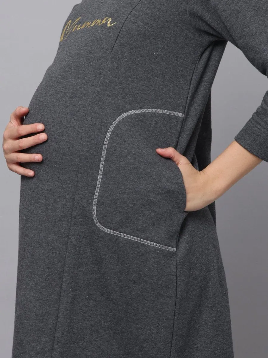 Paloma Grey Maternity Sweater Dress with Nursing