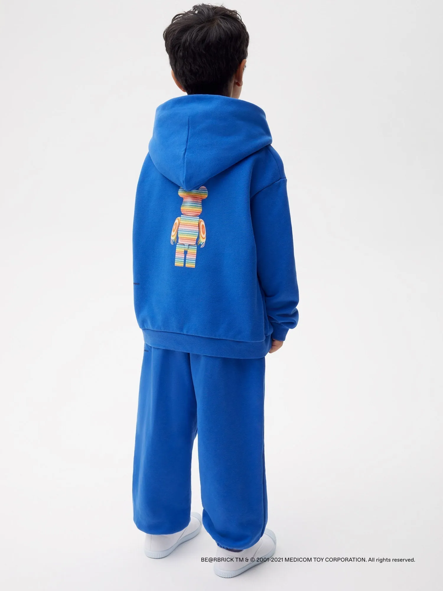 Pangaia x Haroshi BE@RBRICK™ Kids Hoodie—cobalt blue