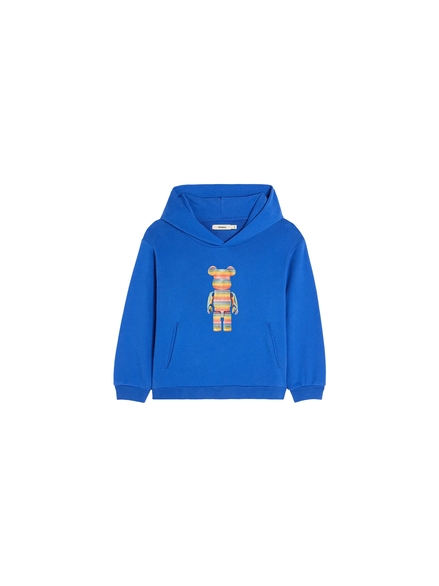 Pangaia x Haroshi BE@RBRICK™ Kids Hoodie—cobalt blue