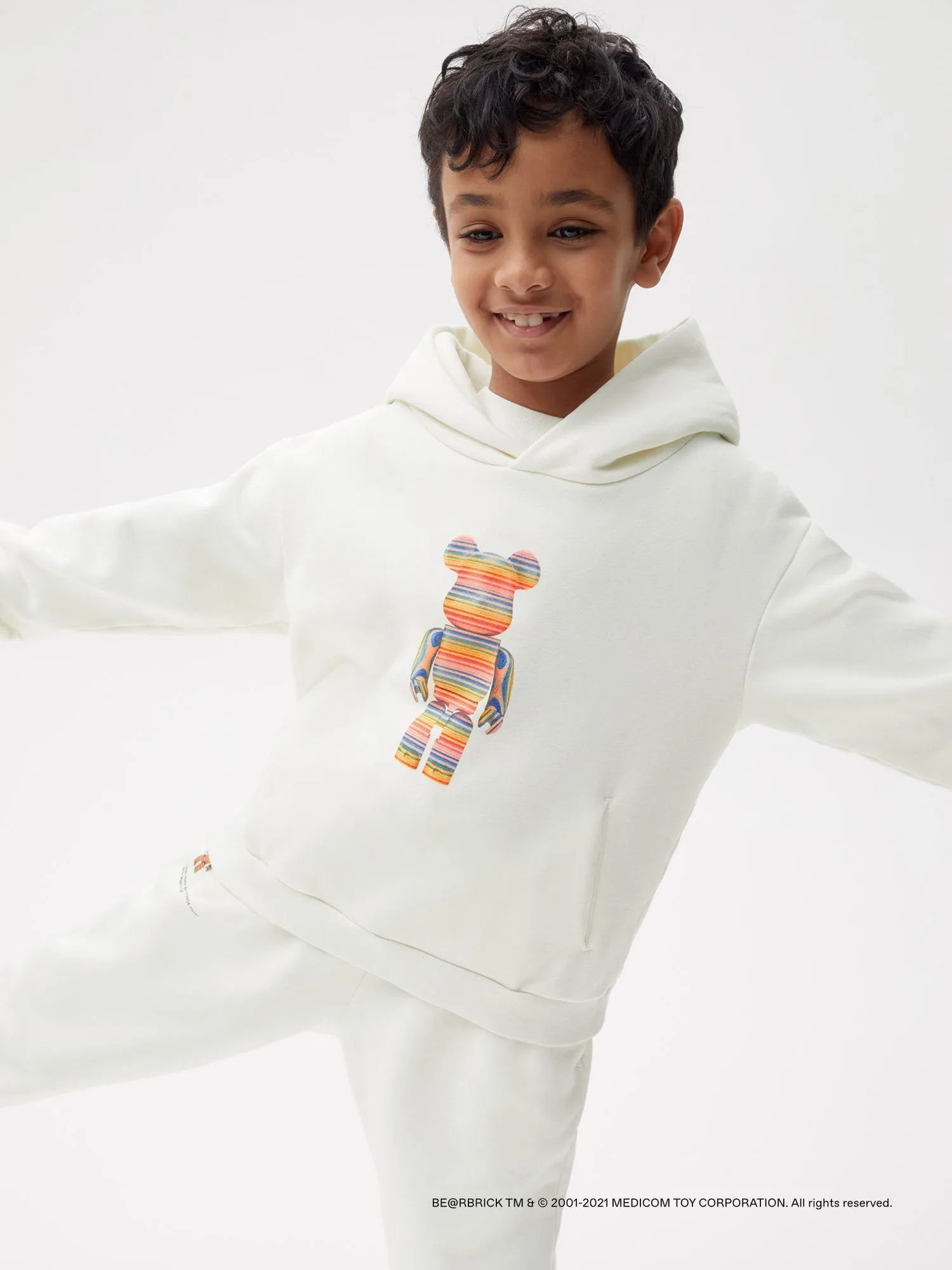 Pangaia x Haroshi BE@RBRICK™ Kids Hoodie—off-white