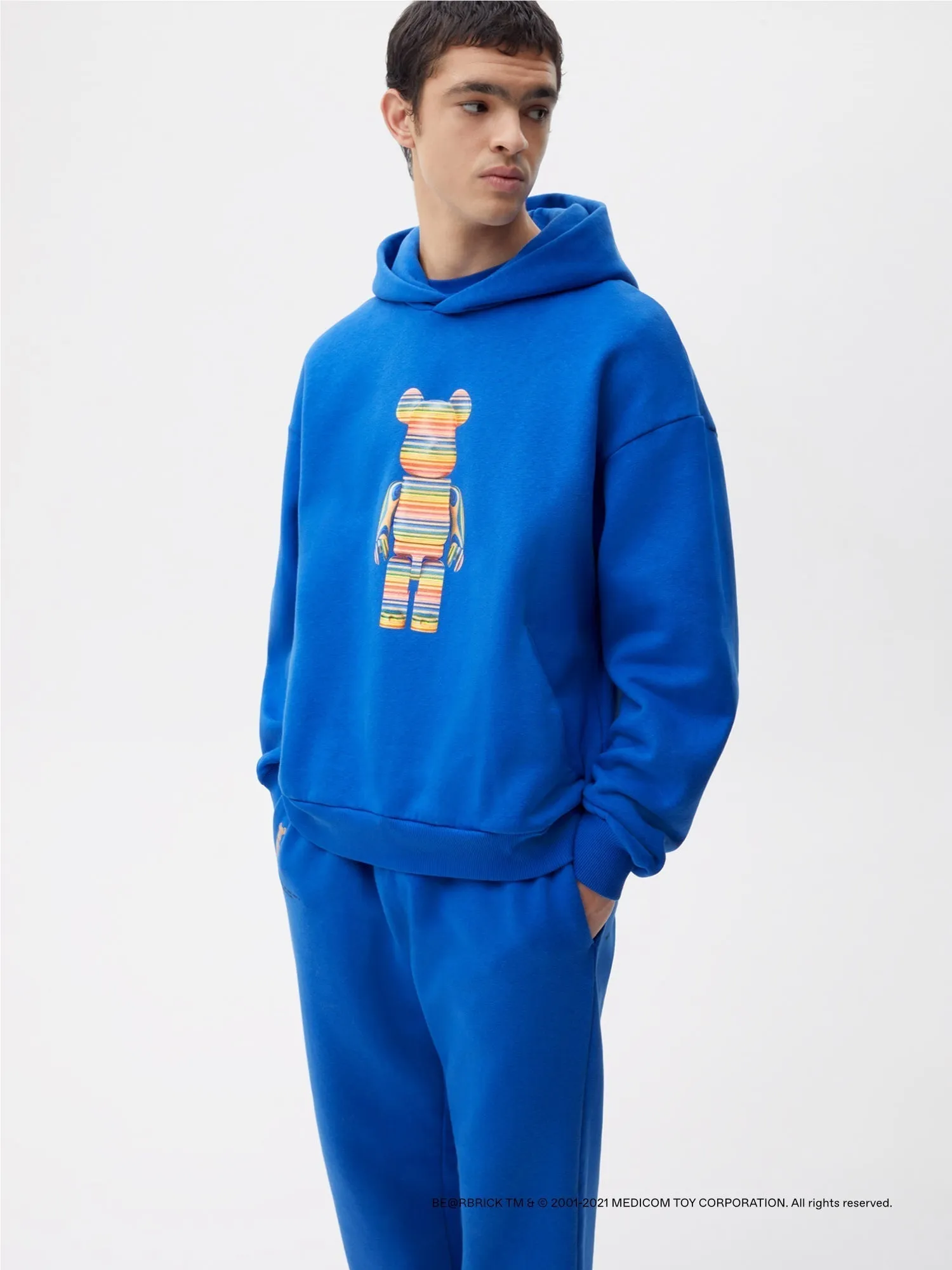 Pangaia x Haroshi BE@RBRICK™ Recycled Cotton Hoodie—cobalt blue