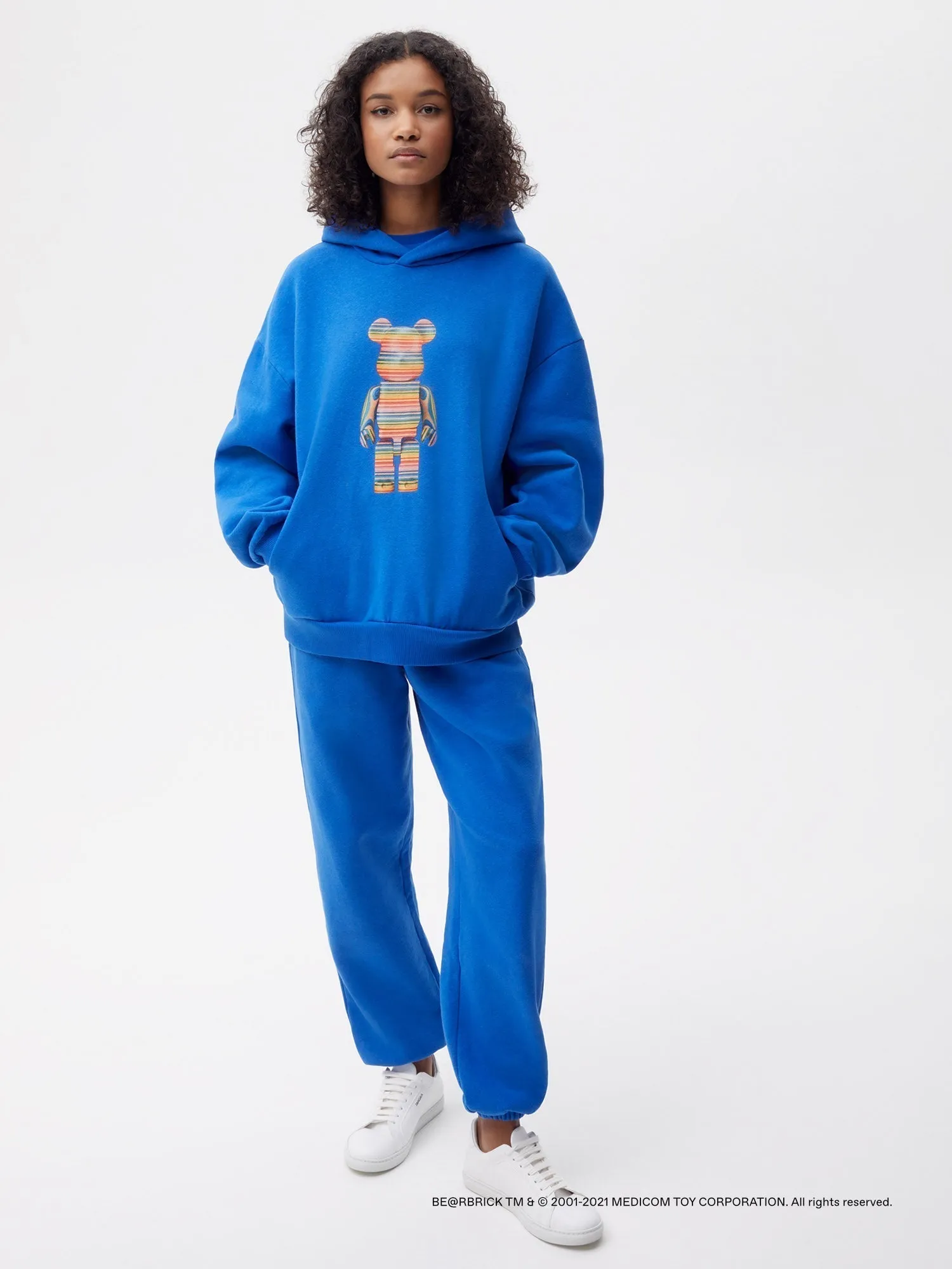 Pangaia x Haroshi BE@RBRICK™ Recycled Cotton Hoodie—cobalt blue