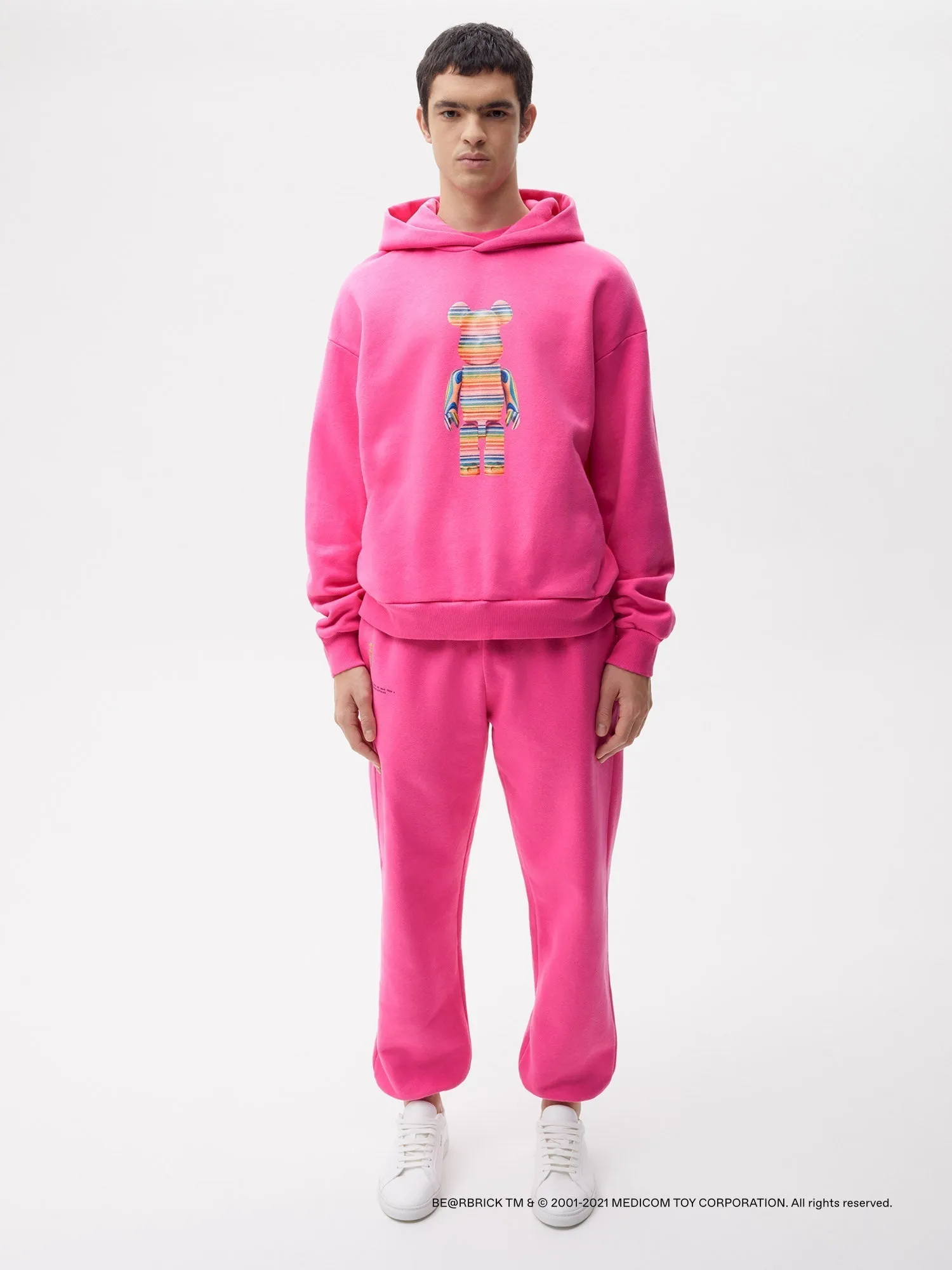 Pangaia x Haroshi BE@RBRICK™ Recycled Cotton Hoodie—flamingo pink