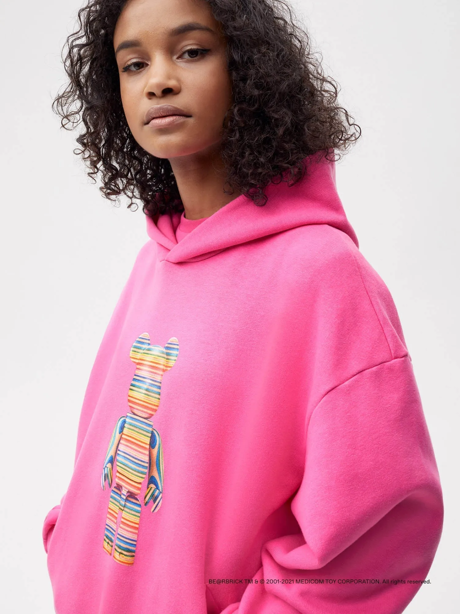 Pangaia x Haroshi BE@RBRICK™ Recycled Cotton Hoodie—flamingo pink