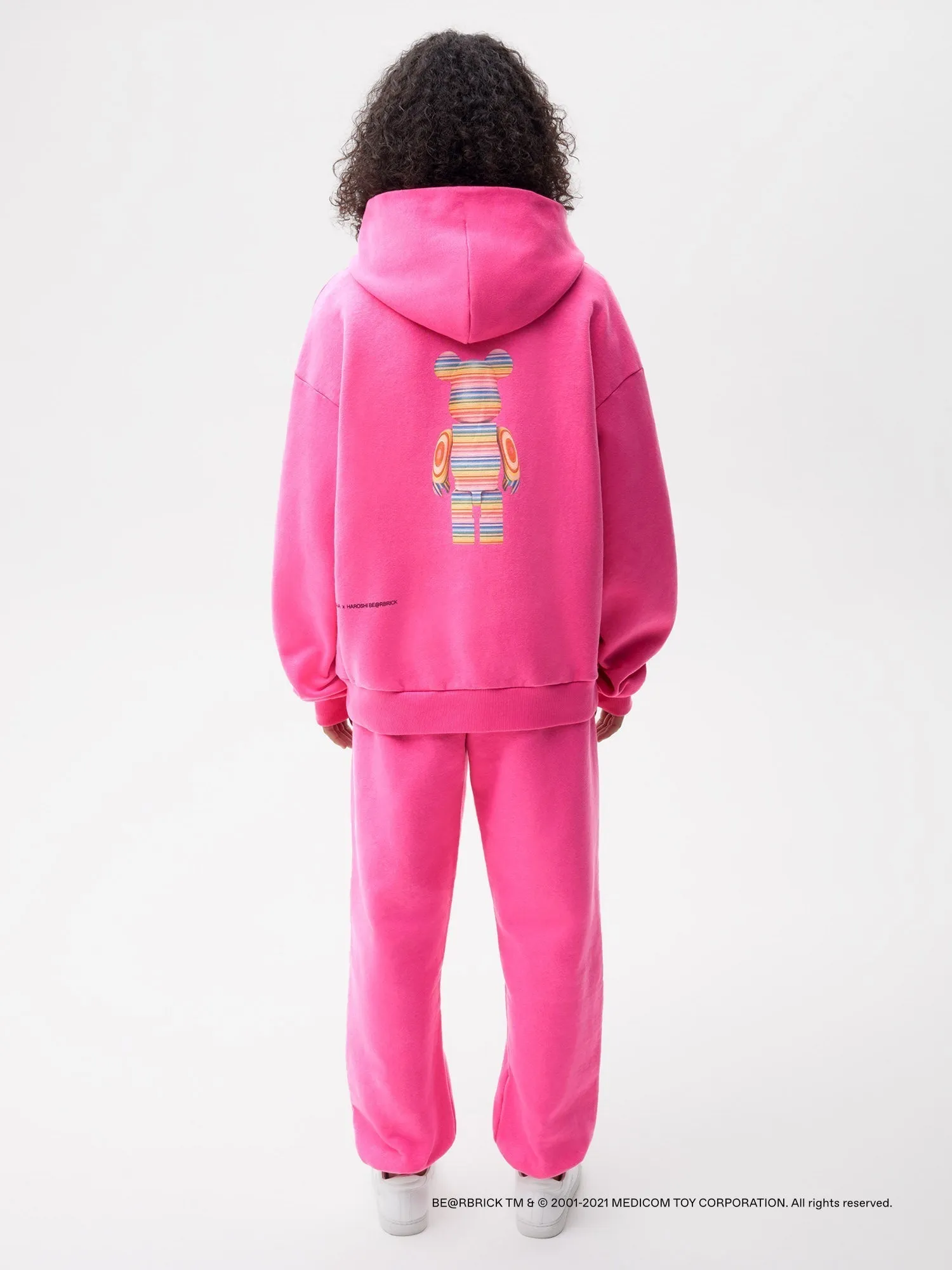 Pangaia x Haroshi BE@RBRICK™ Recycled Cotton Hoodie—flamingo pink