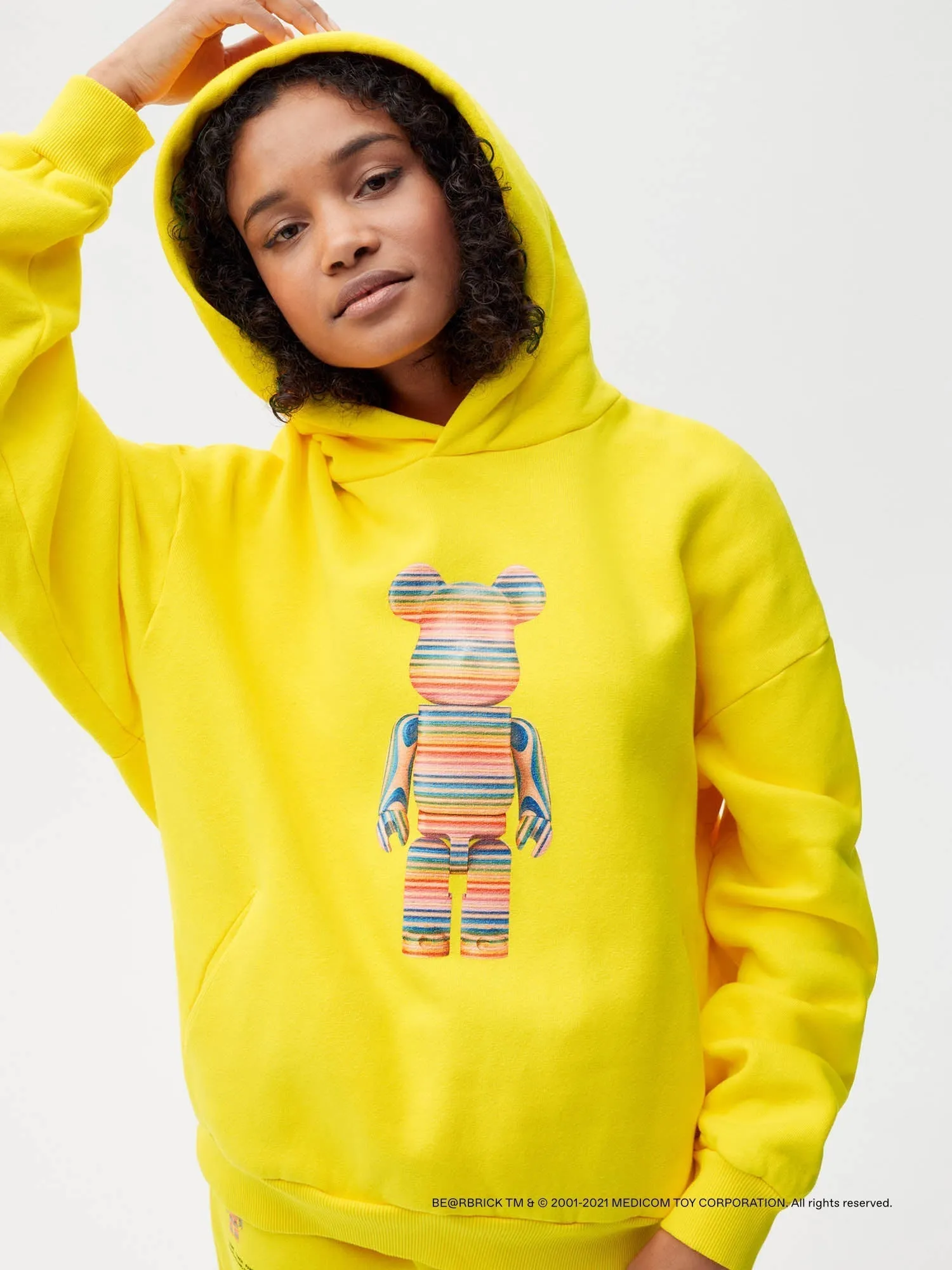 Pangaia x Haroshi BE@RBRICK™ Recycled Cotton Hoodie—saffron yellow