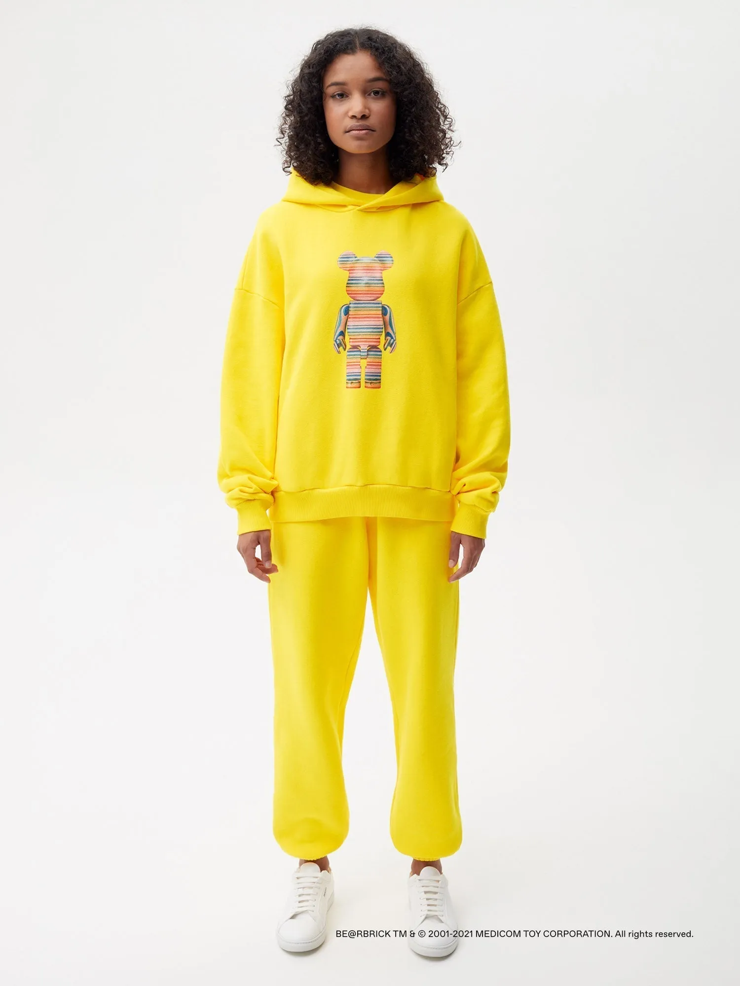 Pangaia x Haroshi BE@RBRICK™ Recycled Cotton Hoodie—saffron yellow