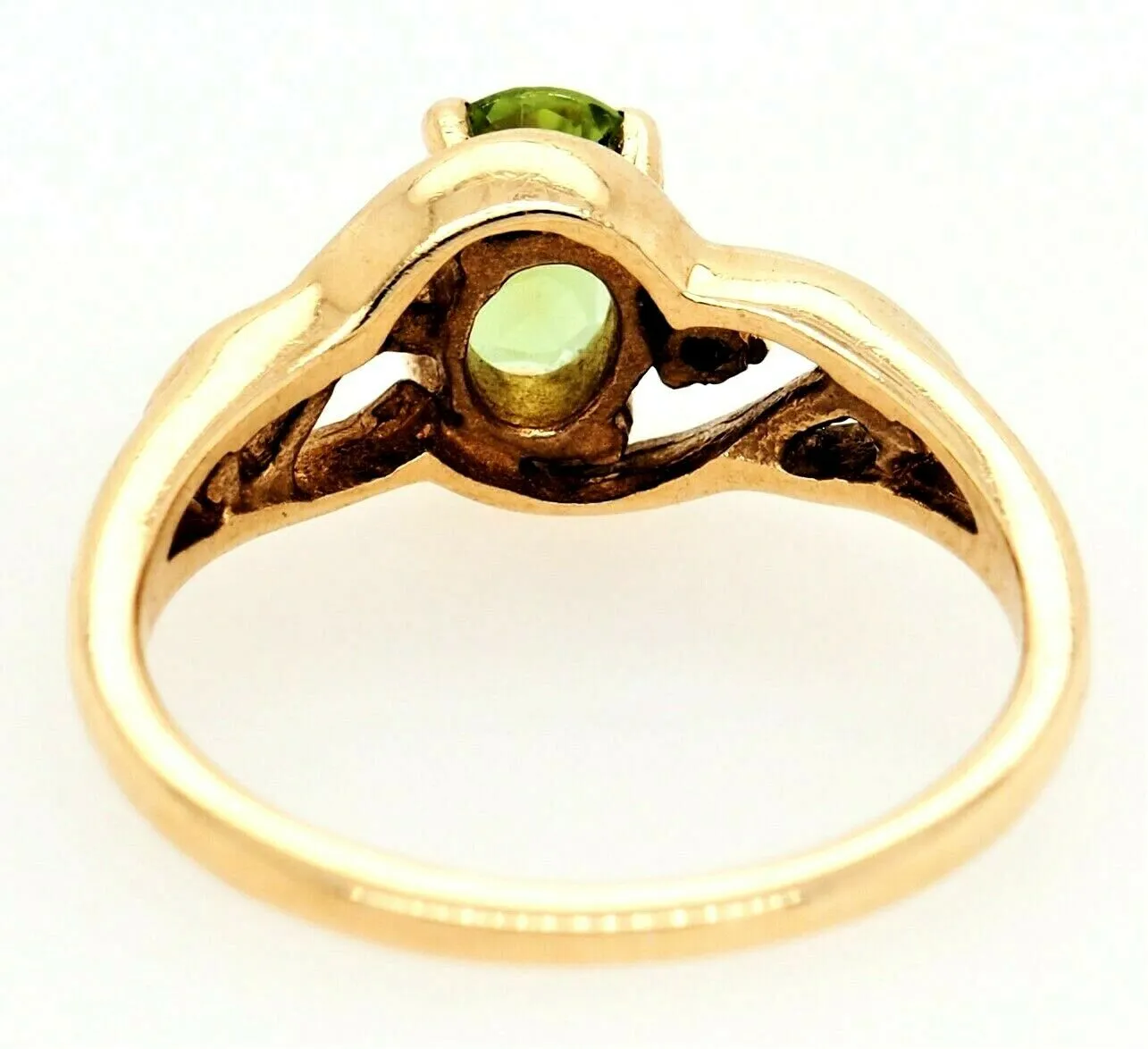 Peridot & Diamond Dress Ring 9ct Yellow Gold Fine Jewellery Fancy Shoulders