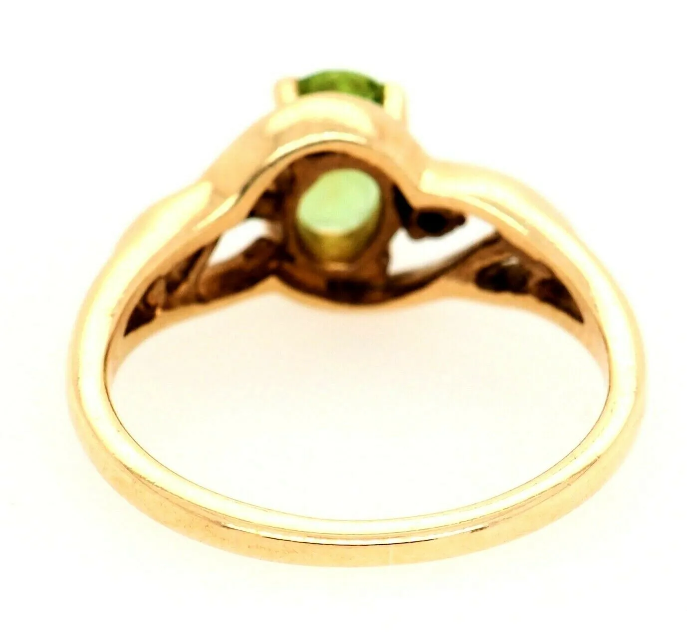 Peridot & Diamond Dress Ring 9ct Yellow Gold Fine Jewellery Fancy Shoulders