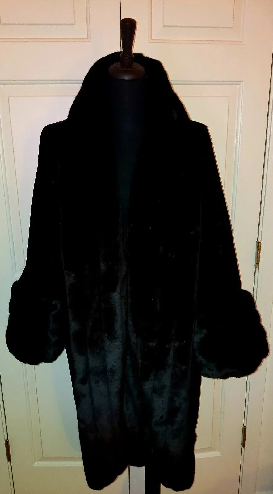 Pink & Black Velvet Satin & Faux Fur Reversible Gatsby Inspired Cocoon Maxi Coat