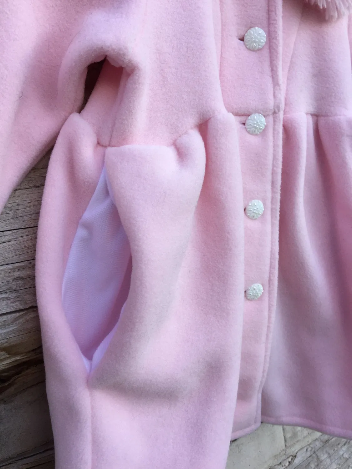 Pink Fur Trimmed Girls Coat