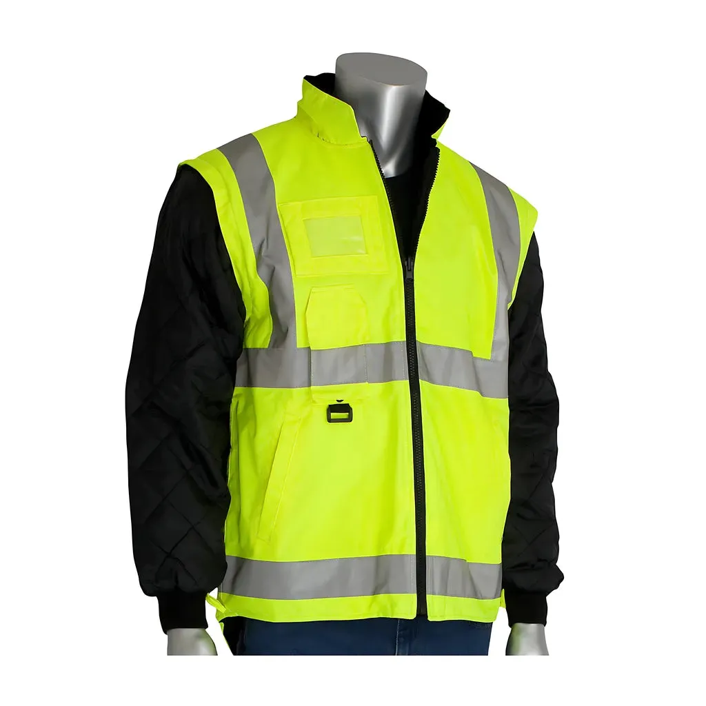 PIP 343-1756-YEL/2X ANSI Type R Class 3 7-in-1 All Conditions Coat with Inner Jacket and Vest Combination