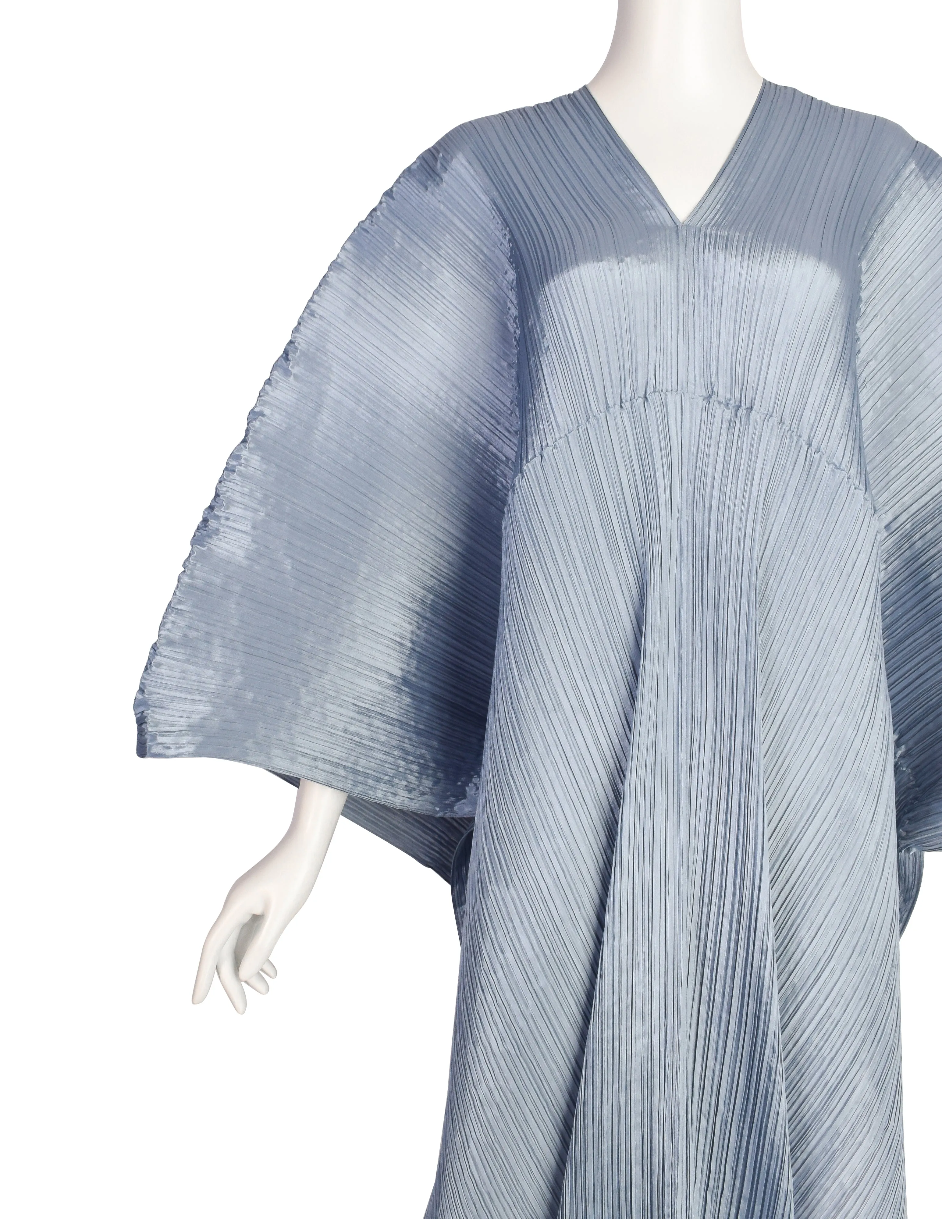 Pleats Please by Issey Miyake Light Blue Dramatic Madame T Wrap Cape Tunic Caftan Dress