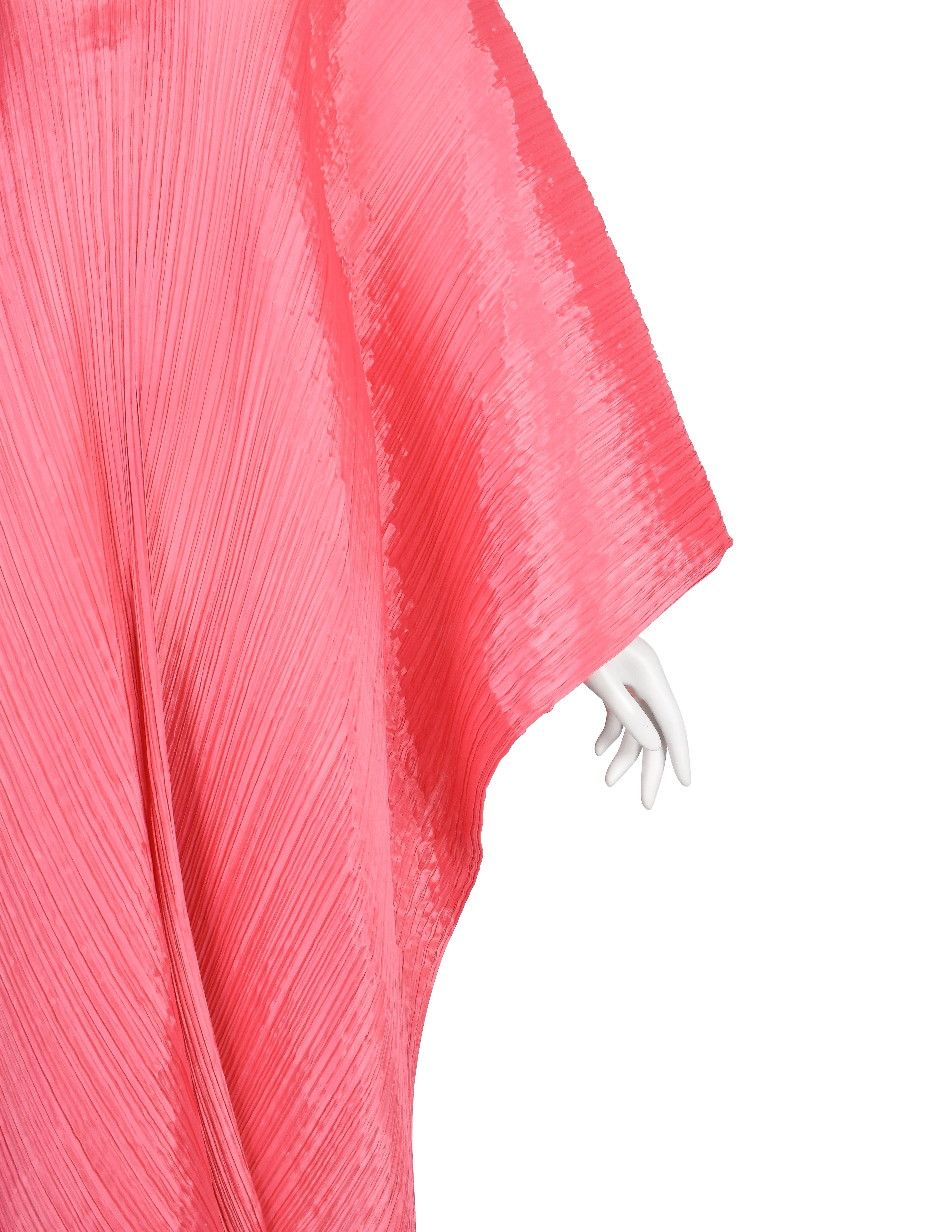 Pleats Please by Issey Miyake Pink Dramatic Madame T Wrap Cape Tunic Caftan Dress