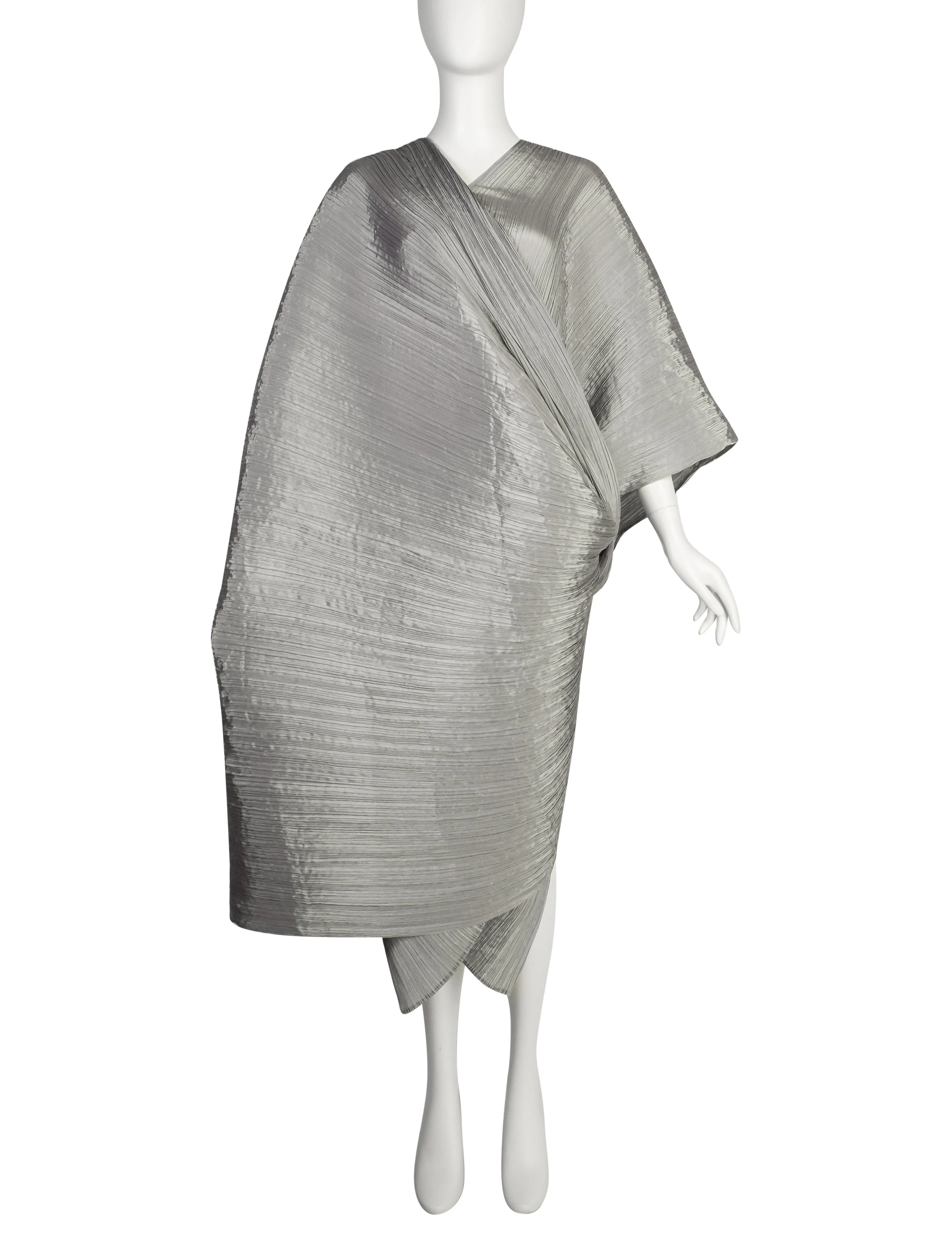 Pleats Please by Issey Miyake Pink Dramatic Madame T Wrap Cape Tunic Caftan Dress