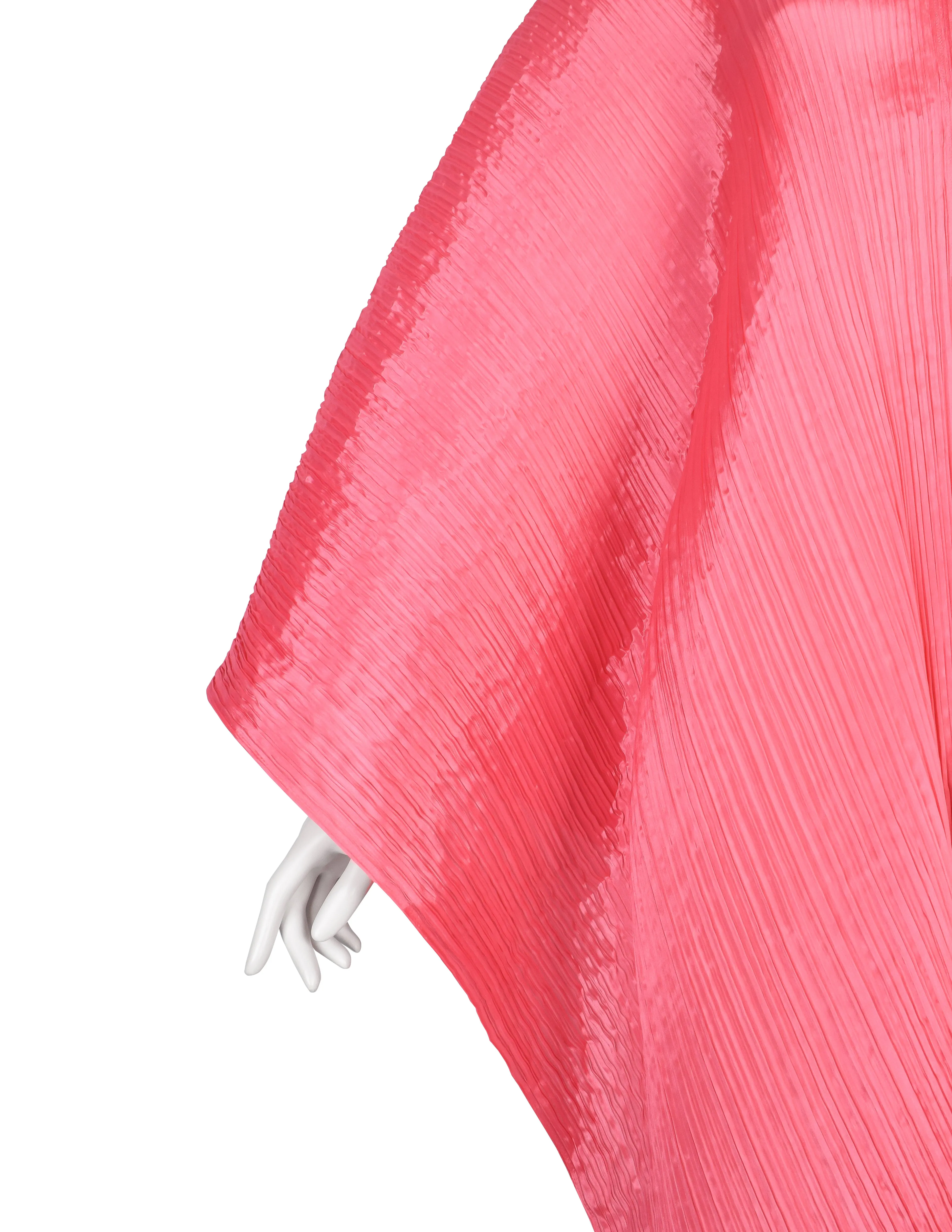 Pleats Please by Issey Miyake Pink Dramatic Madame T Wrap Cape Tunic Caftan Dress