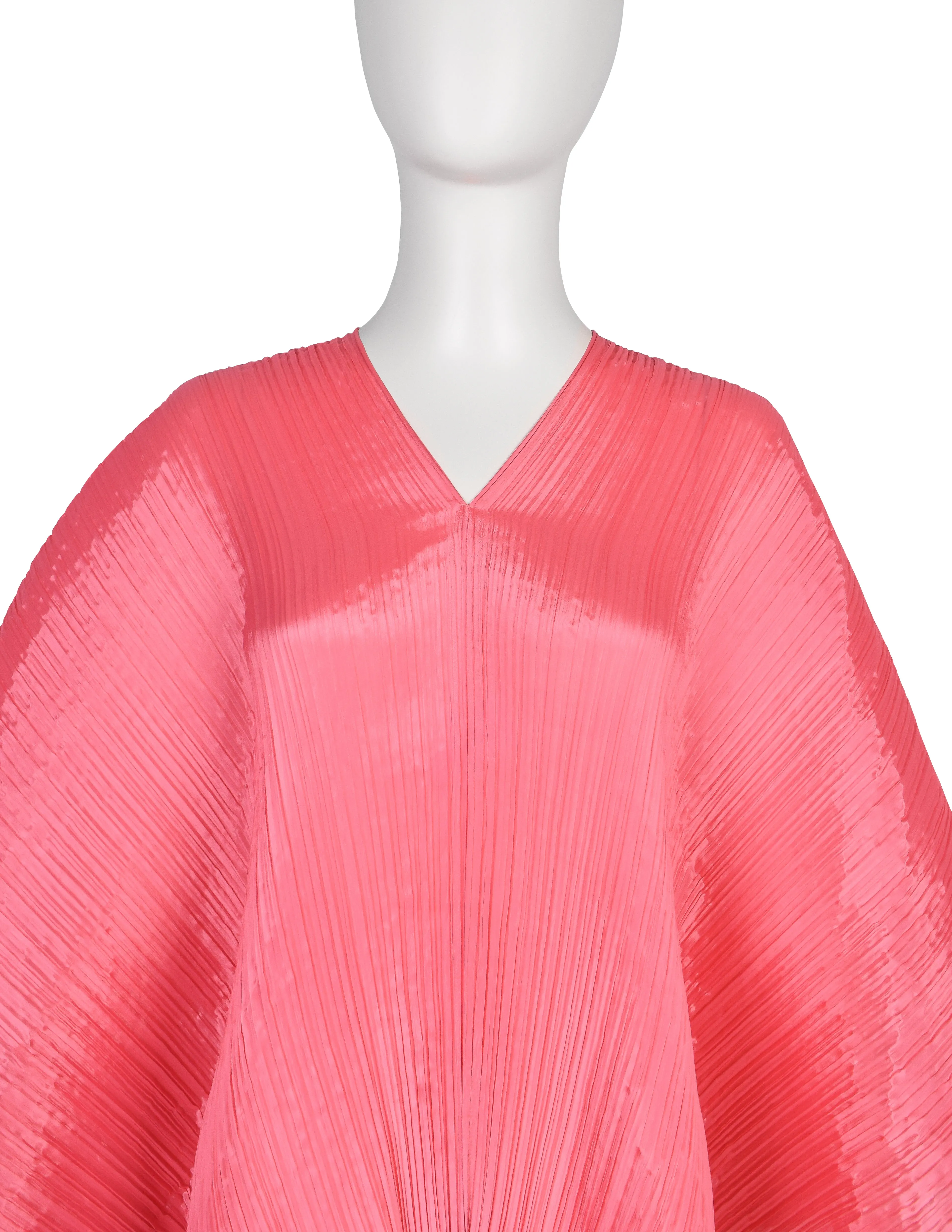 Pleats Please by Issey Miyake Pink Dramatic Madame T Wrap Cape Tunic Caftan Dress