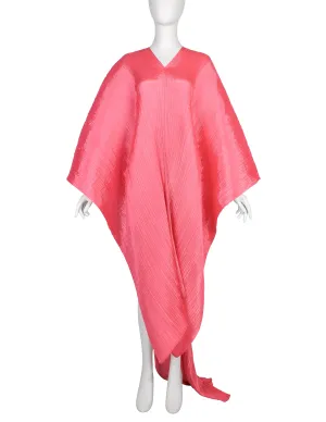 Pleats Please by Issey Miyake Pink Dramatic Madame T Wrap Cape Tunic Caftan Dress