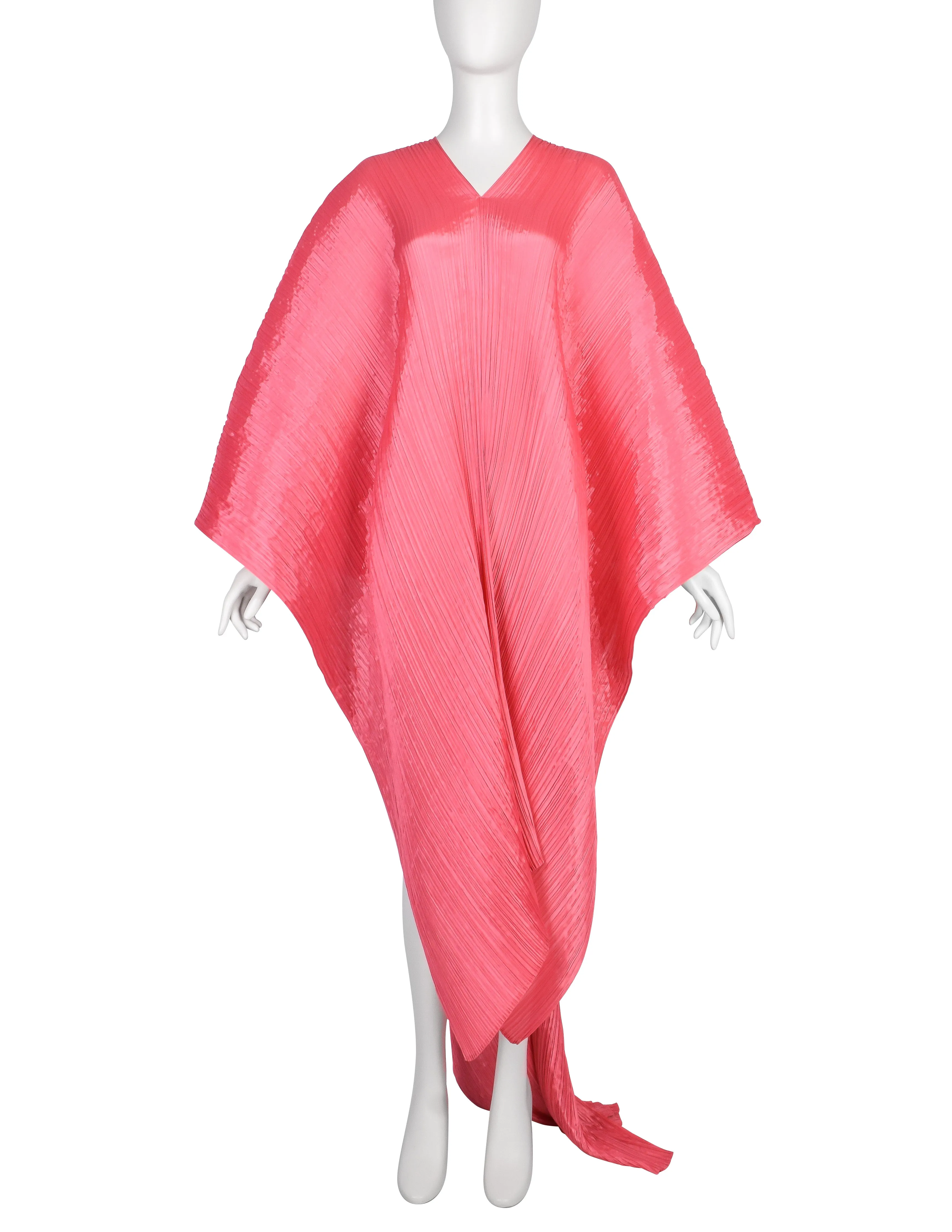 Pleats Please by Issey Miyake Pink Dramatic Madame T Wrap Cape Tunic Caftan Dress