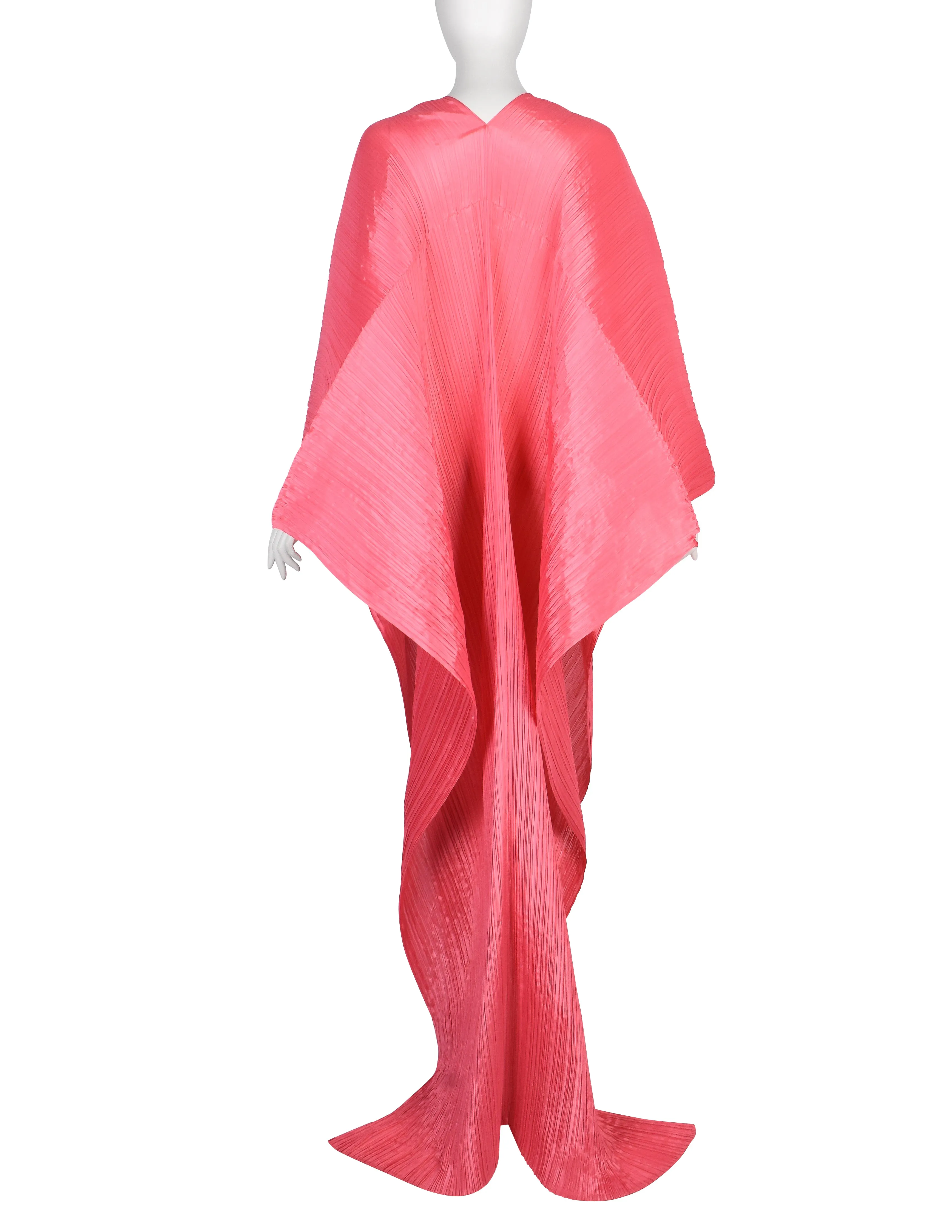 Pleats Please by Issey Miyake Pink Dramatic Madame T Wrap Cape Tunic Caftan Dress