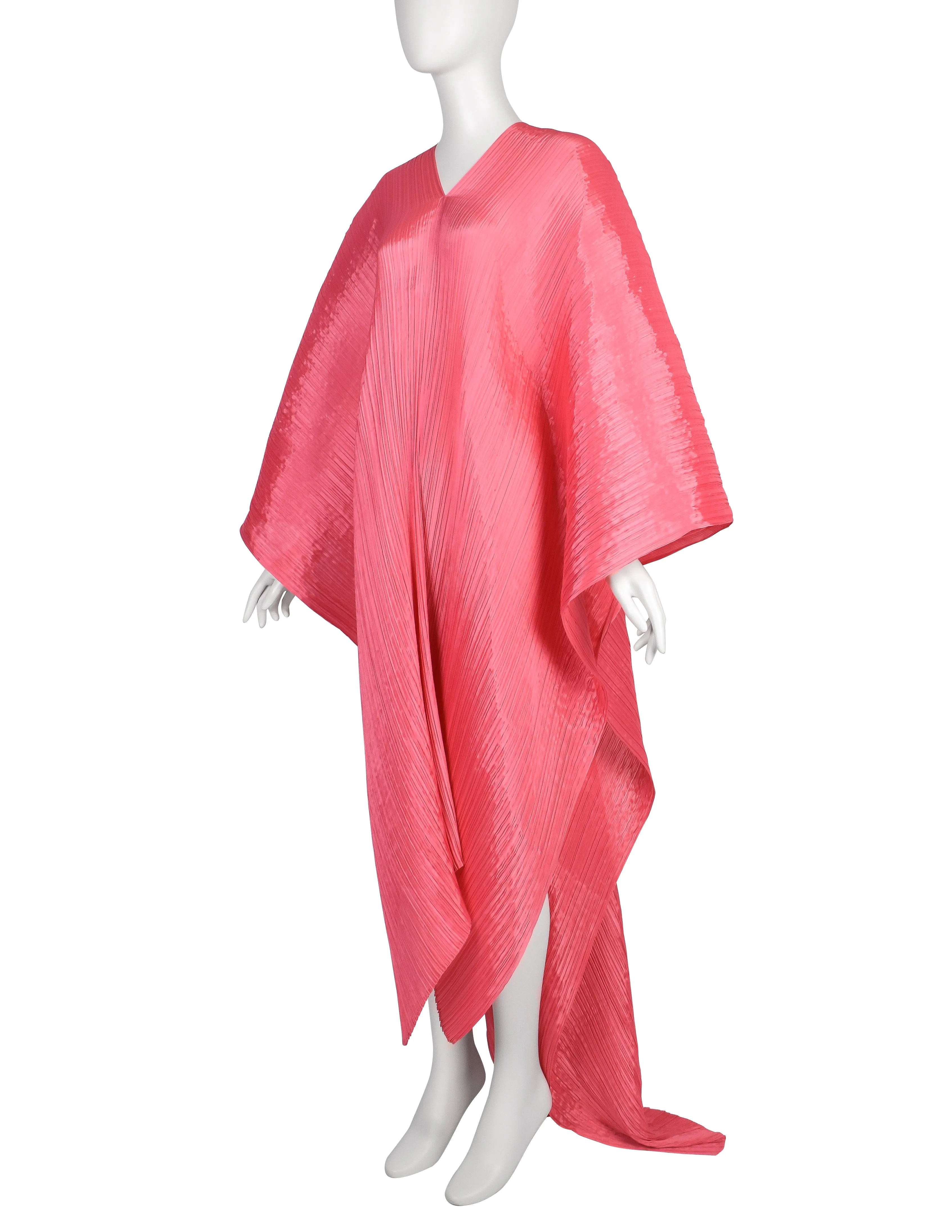 Pleats Please by Issey Miyake Pink Dramatic Madame T Wrap Cape Tunic Caftan Dress