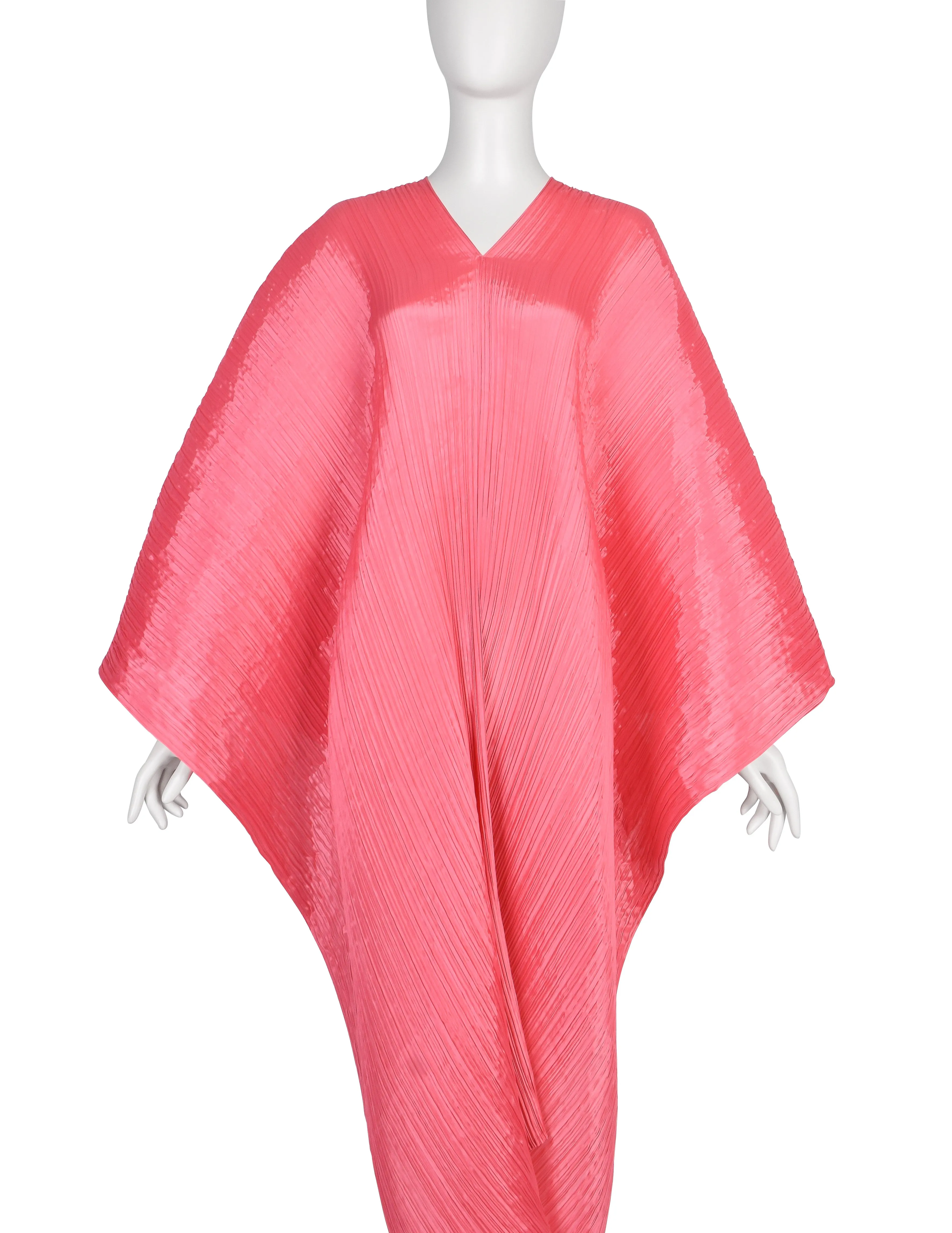 Pleats Please by Issey Miyake Pink Dramatic Madame T Wrap Cape Tunic Caftan Dress