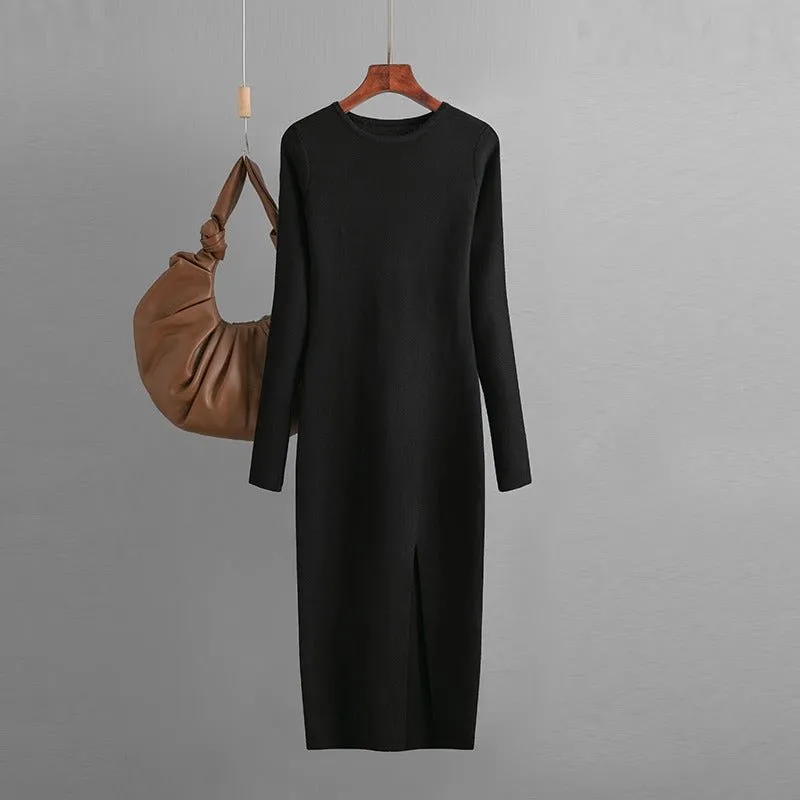 Pre Order:  Classic Side Split Sweater Dress