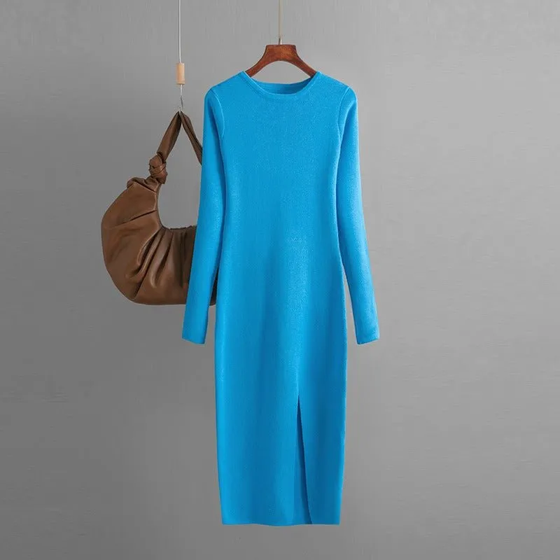 Pre Order:  Classic Side Split Sweater Dress