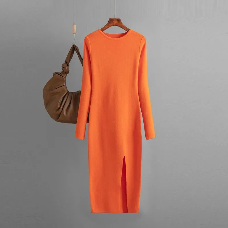 Pre Order:  Classic Side Split Sweater Dress