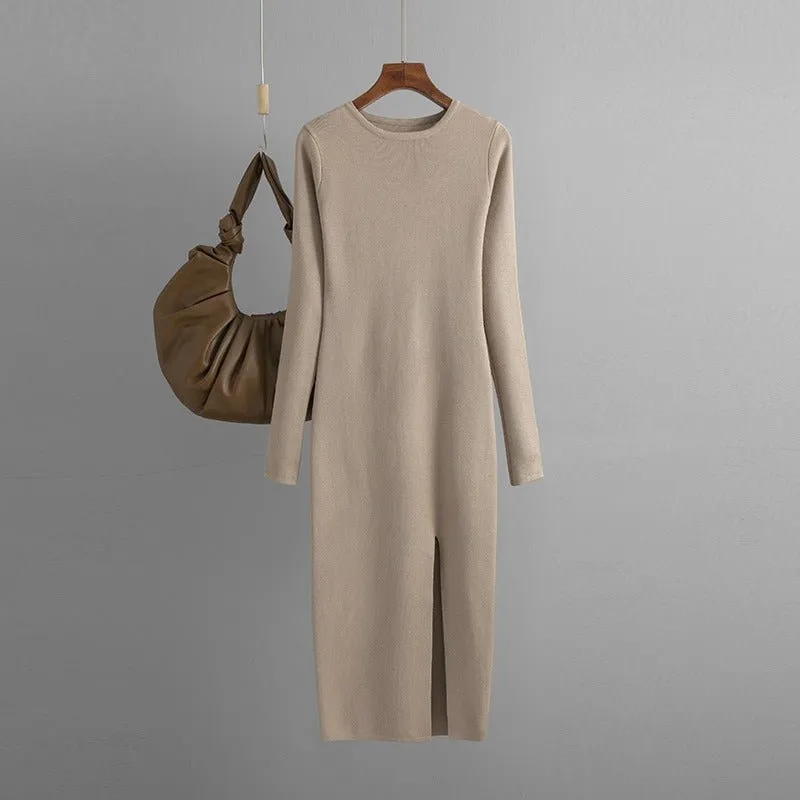 Pre Order:  Classic Side Split Sweater Dress